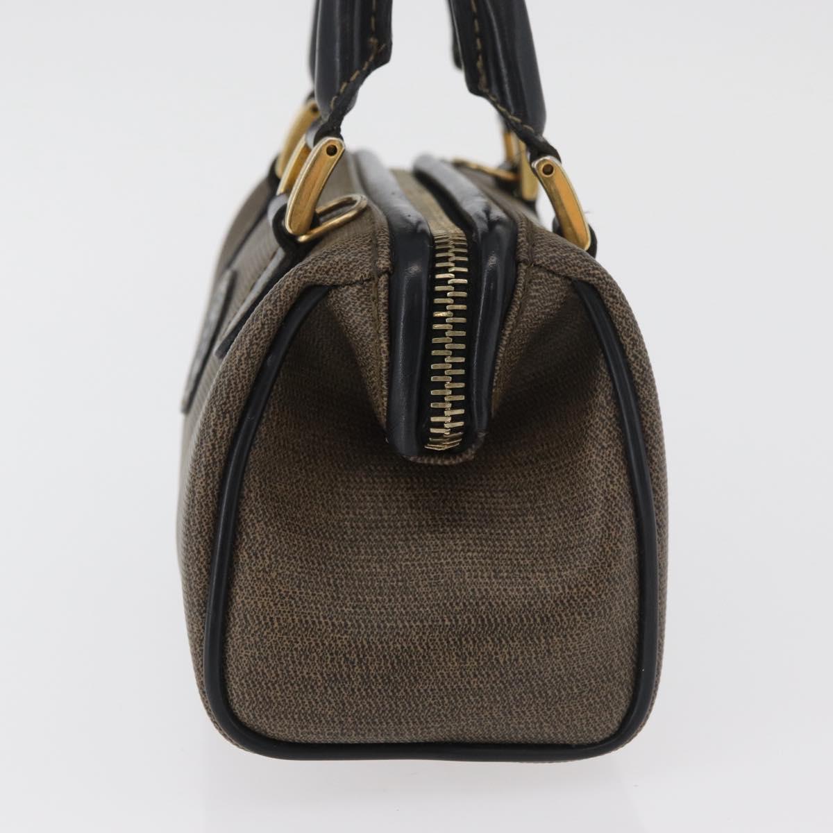 FENDI Mini Boston Bag PVC Canvas Brown Gold Auth 181374A