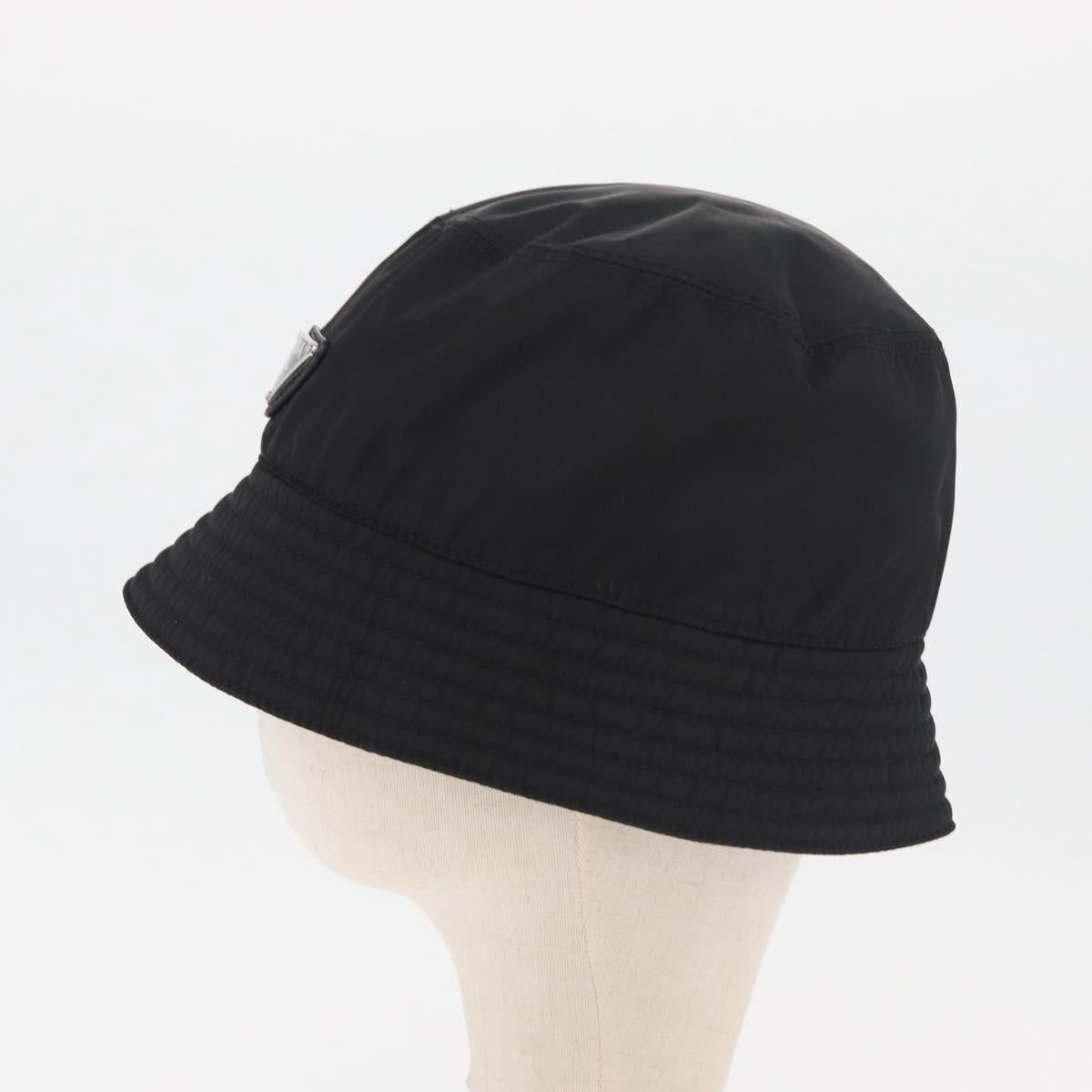 PRADA Hat Nylon M Black Auth 181375M