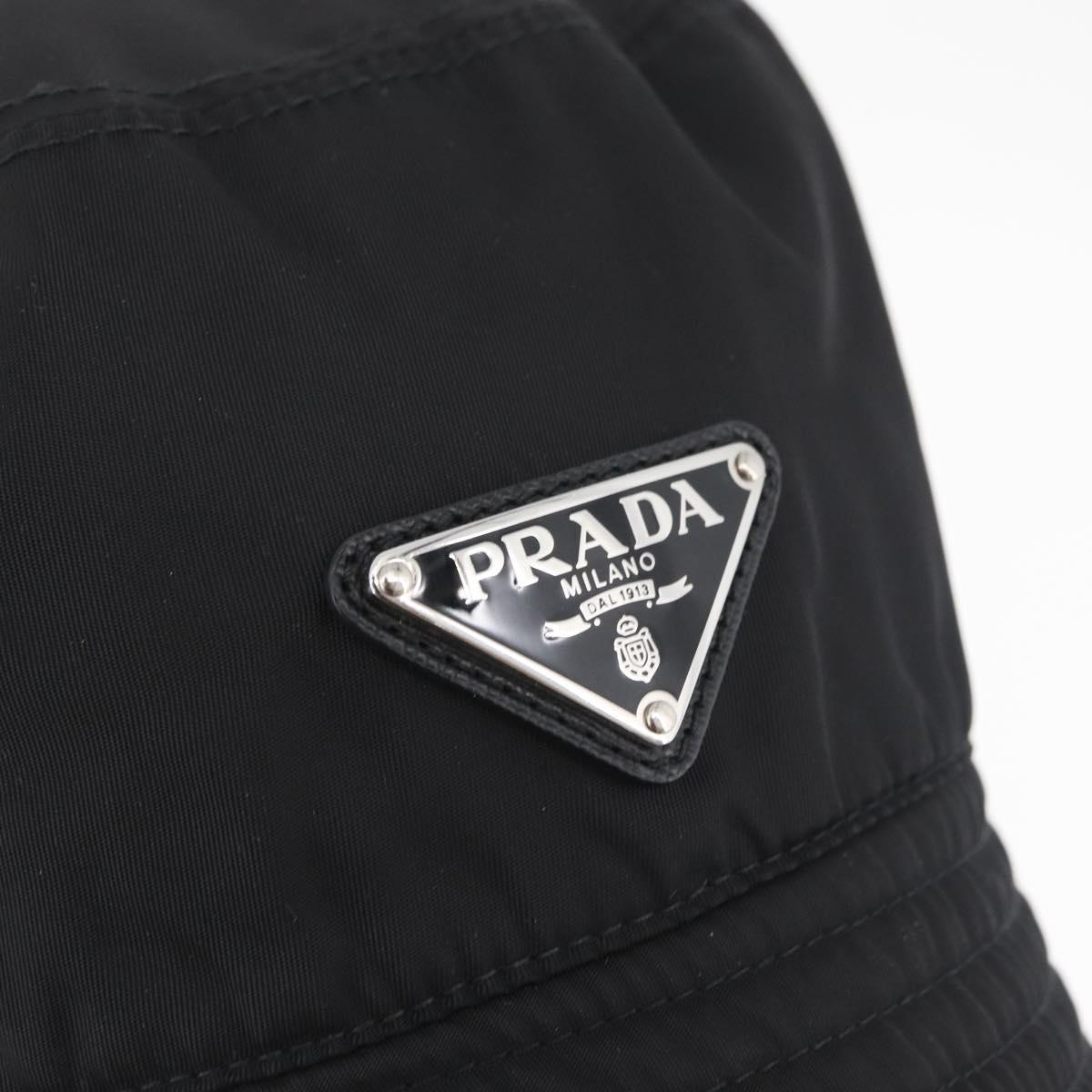 PRADA Hat Nylon M Black Auth 181375M