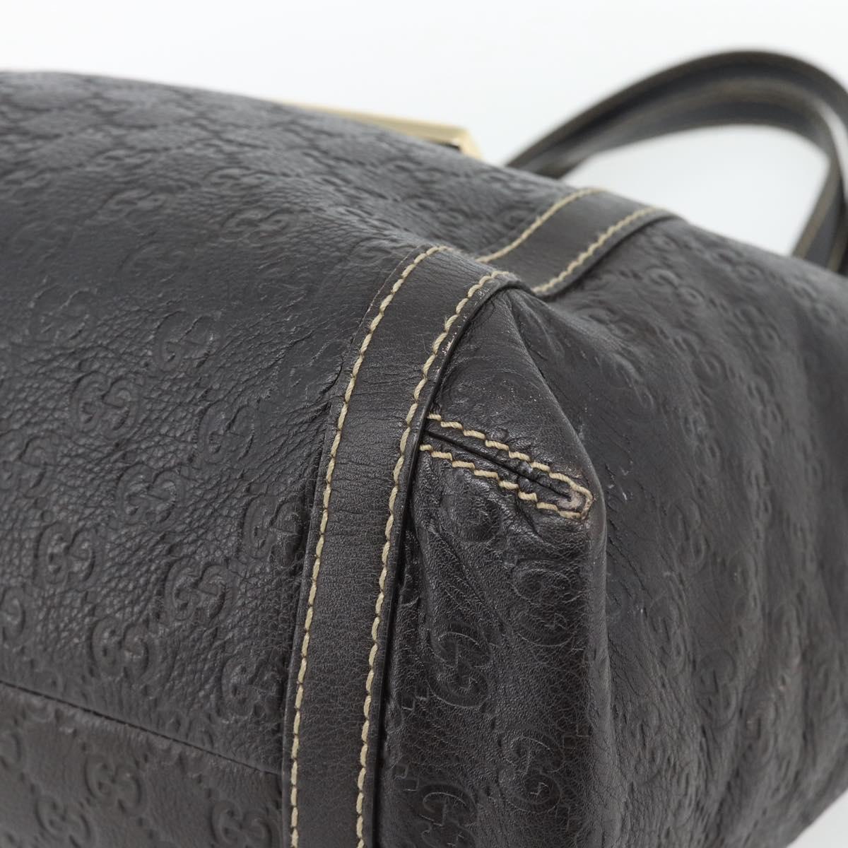 GUCCI GG Canvas Guccissima Tote Bag Leather Dark Brown Gold 233607 Auth 181391V