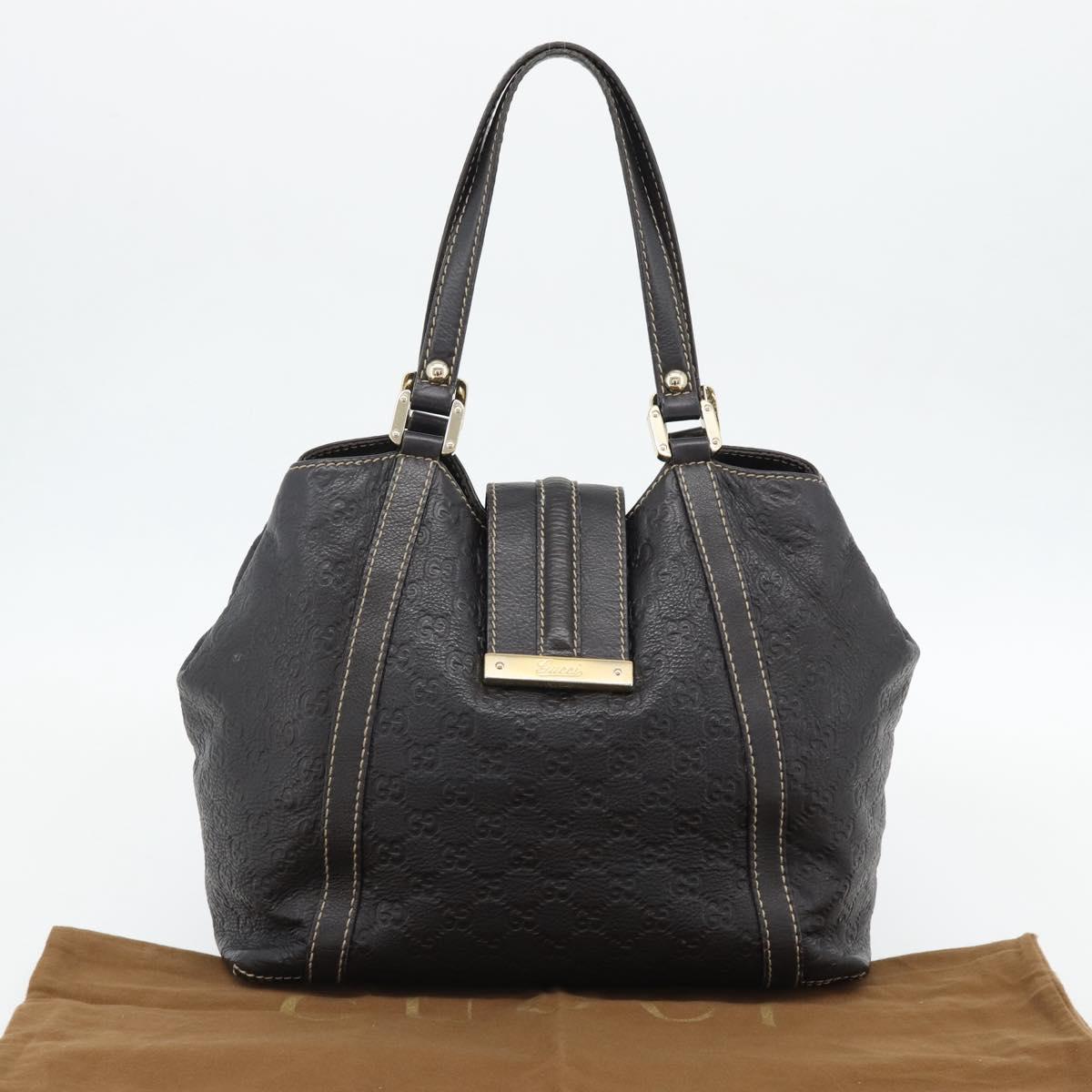 GUCCI GG Canvas Guccissima Tote Bag Leather Dark Brown Gold 233607 Auth 181391V