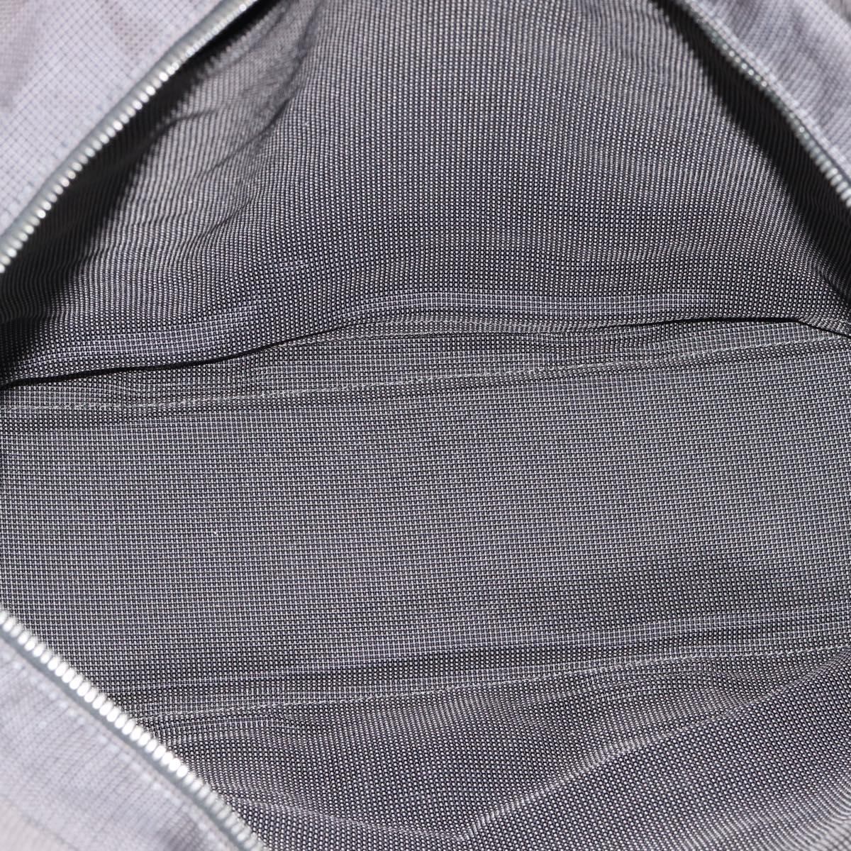 HERMES Her Line MM Hand Bag Canvas Gray Silver Auth 181392