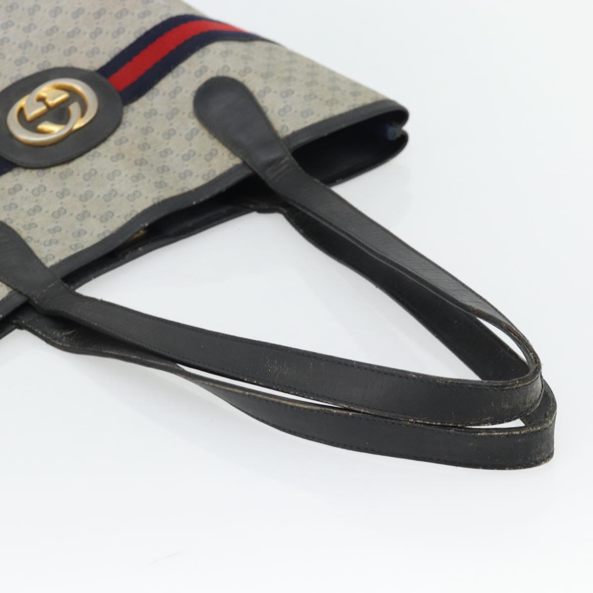 GUCCI Micro GG Supreme Sherry Line Bag PVC Navy Gold 002 904 0131 Auth 181396