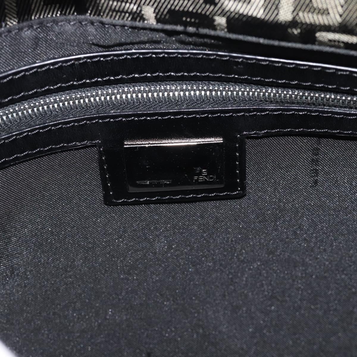 FENDI Zucchino Canvas Mamma Baguette Shoulder Bag Gray Silver Auth 181399V