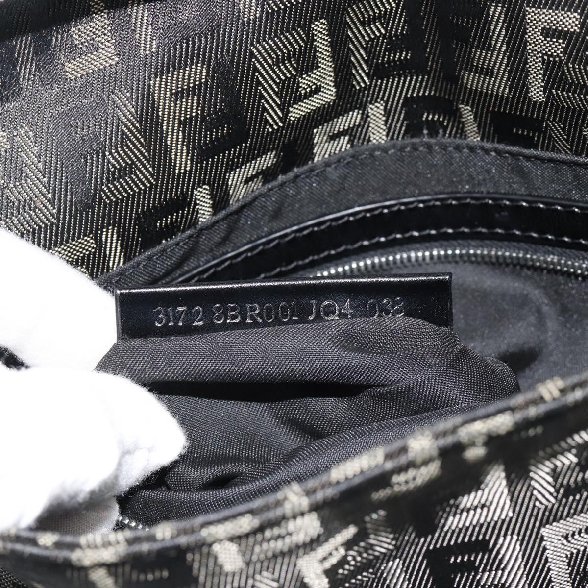 FENDI Zucchino Canvas Mamma Baguette Shoulder Bag Gray Silver Auth 181399V