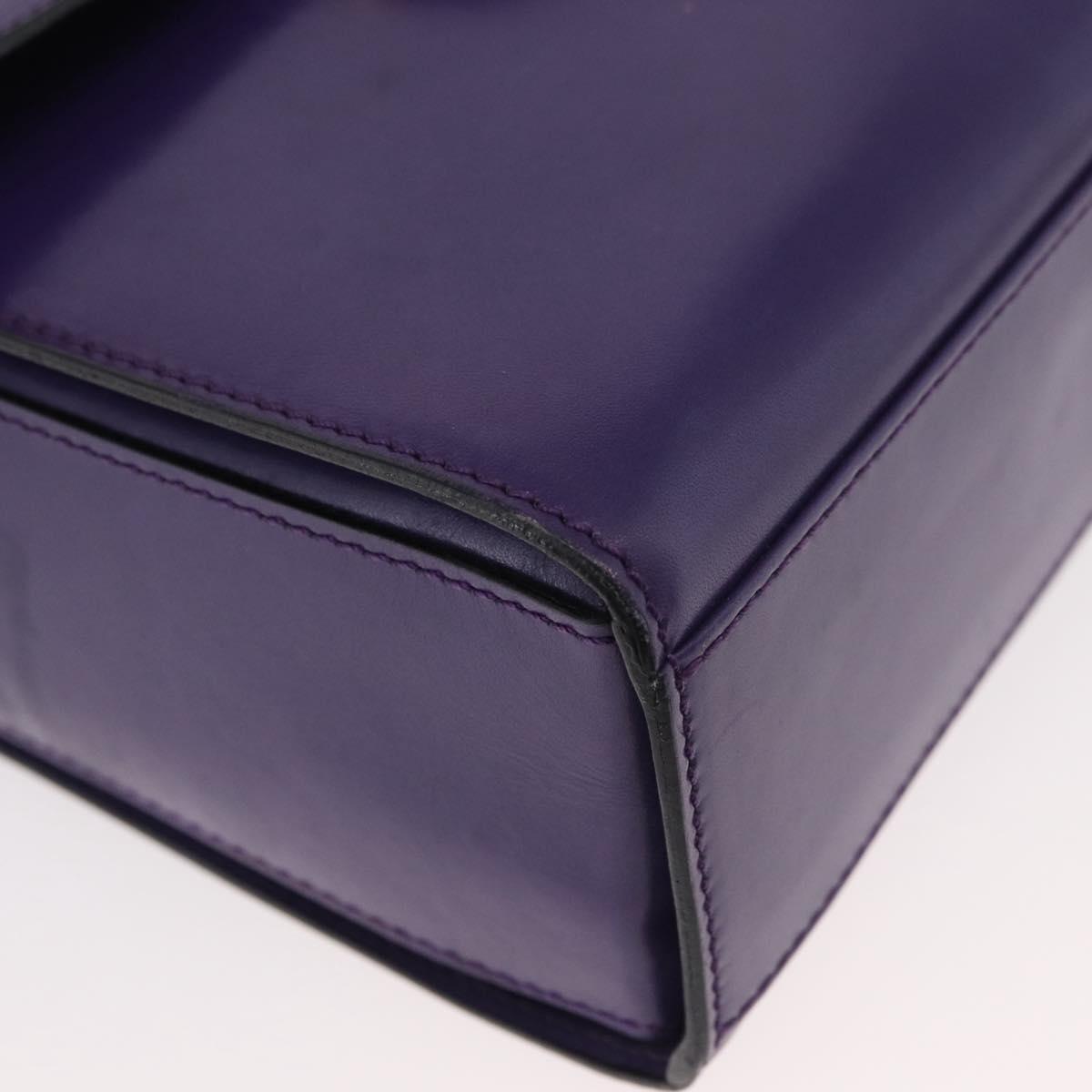 CELINE Circle Shoulder Bag Leather Purple Gold Auth 181402A