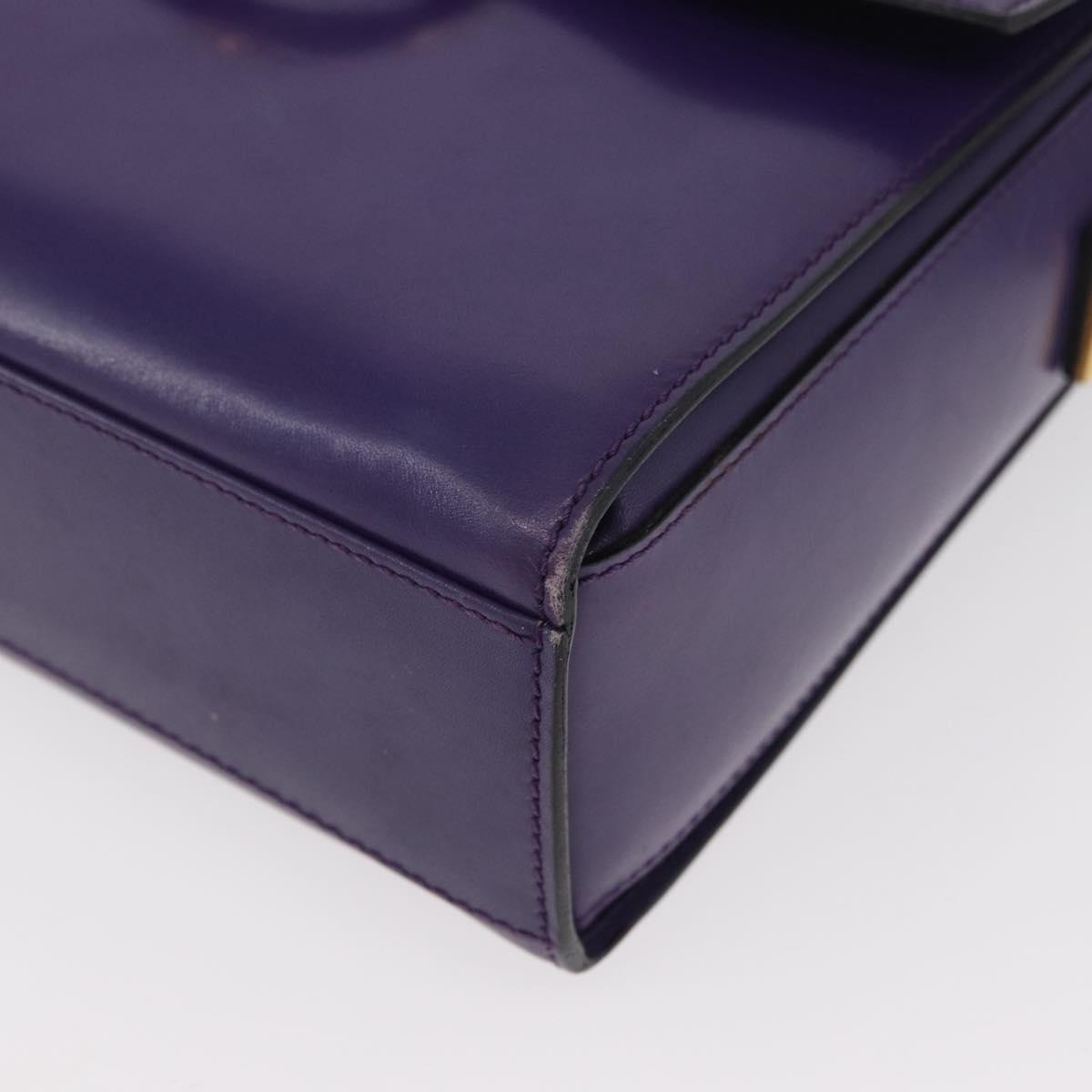 CELINE Circle Shoulder Bag Leather Purple Gold Auth 181402A