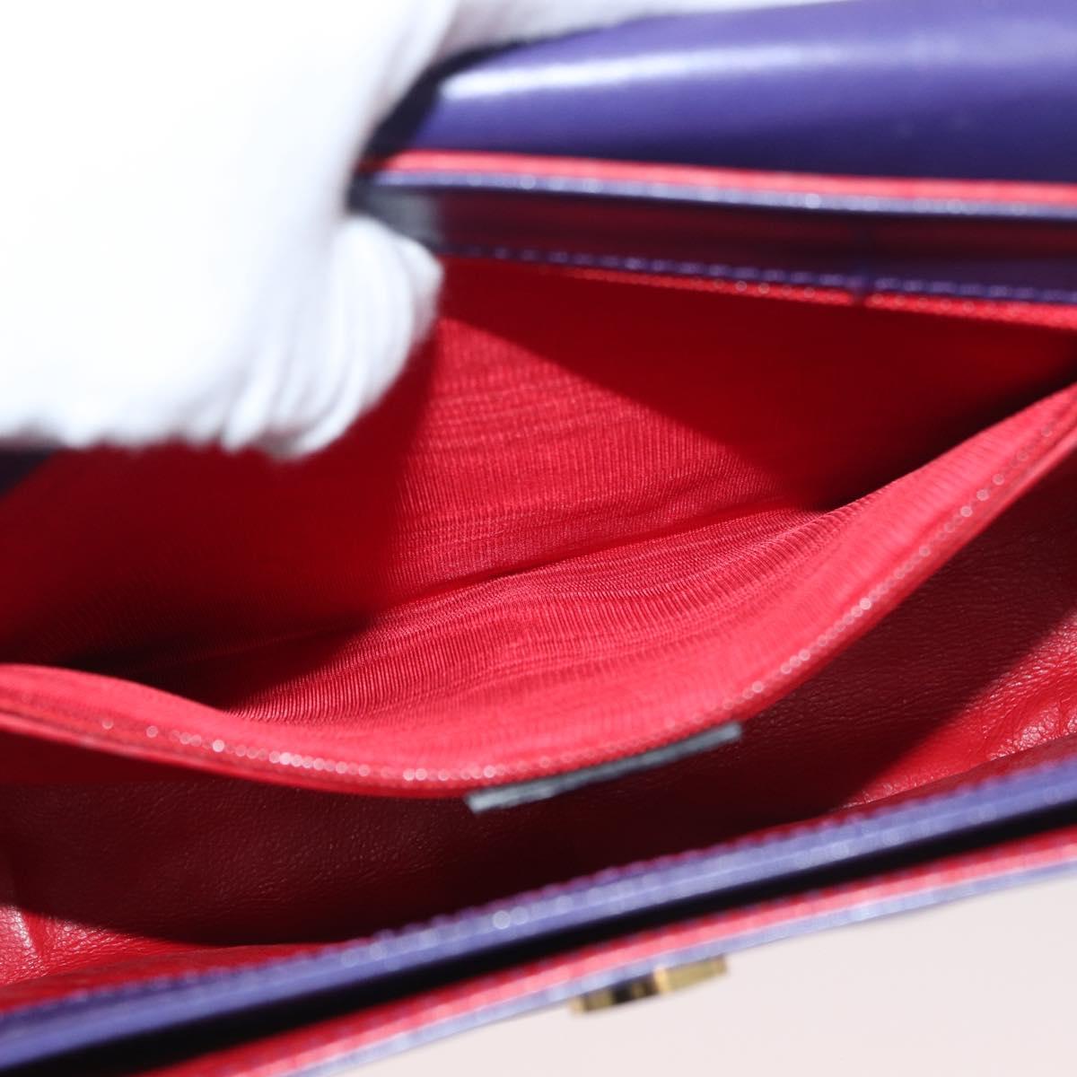CELINE Circle Shoulder Bag Leather Purple Gold Auth 181402A