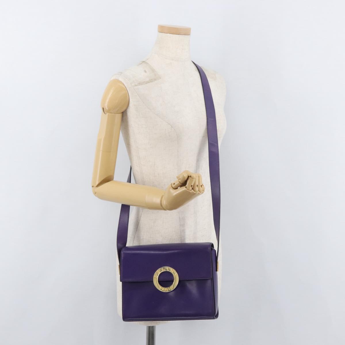 CELINE Circle Shoulder Bag Leather Purple Gold Auth 181402A