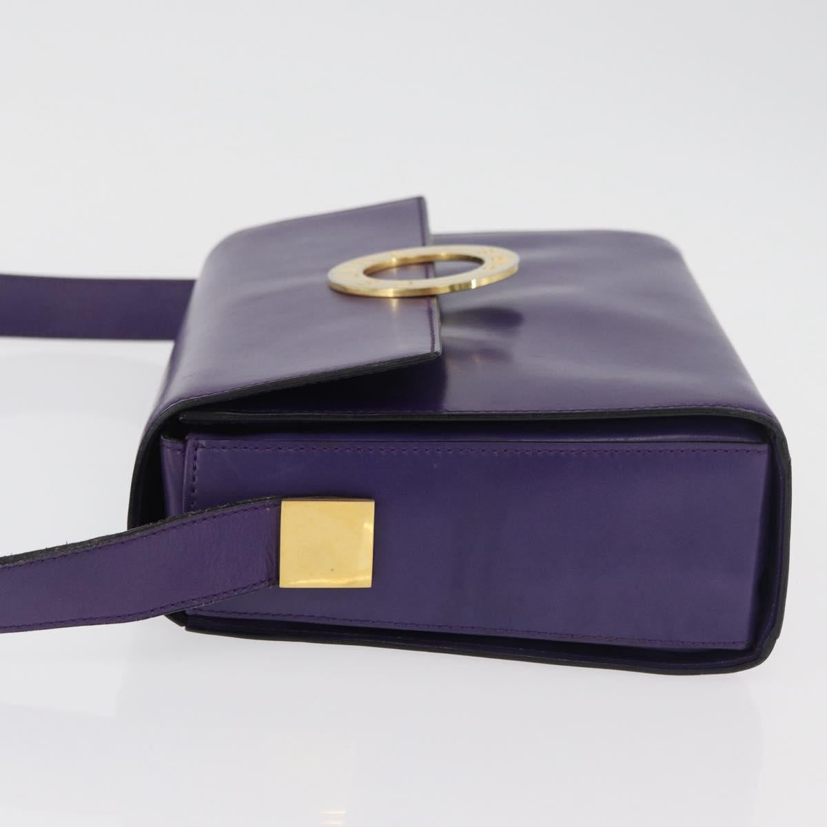 CELINE Circle Shoulder Bag Leather Purple Gold Auth 181402A