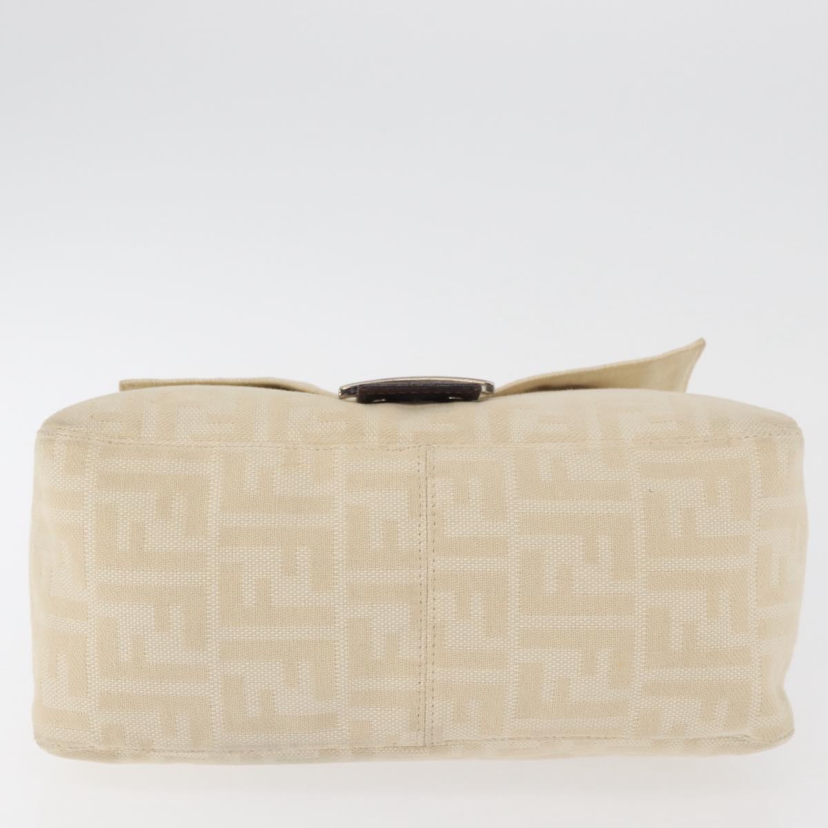 FENDI Zucca Canvas Mamma Baguette Shoulder Bag Ivory Silver Auth 181410A