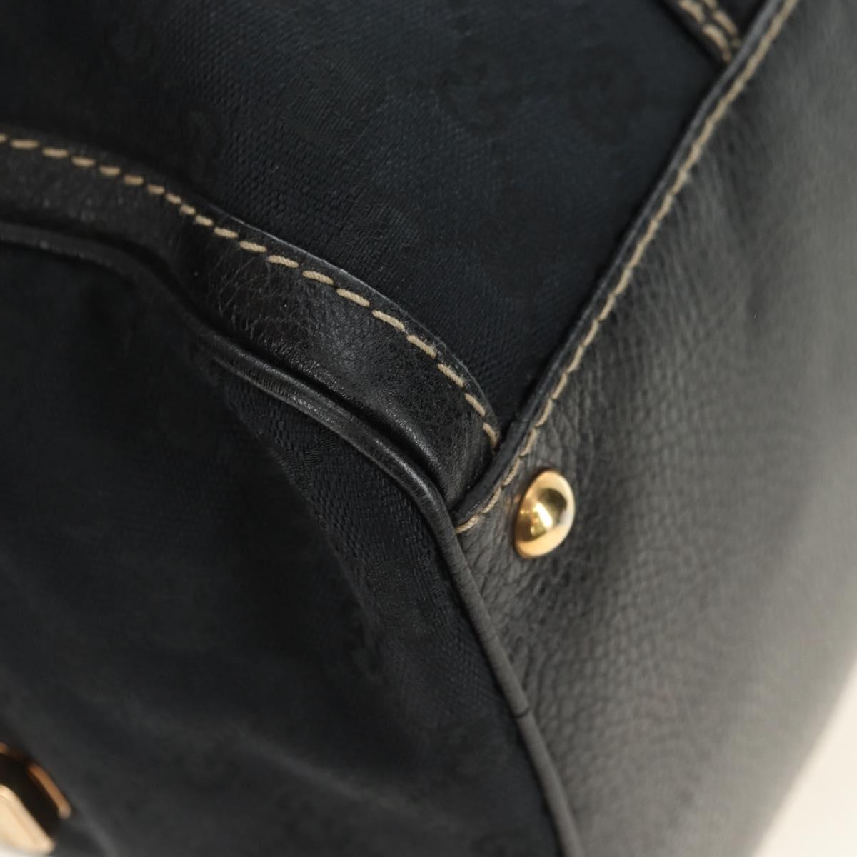 GUCCI GG Canvas Sherry Line Histeria Hand Bag Black Gold 186232 Auth 181412V