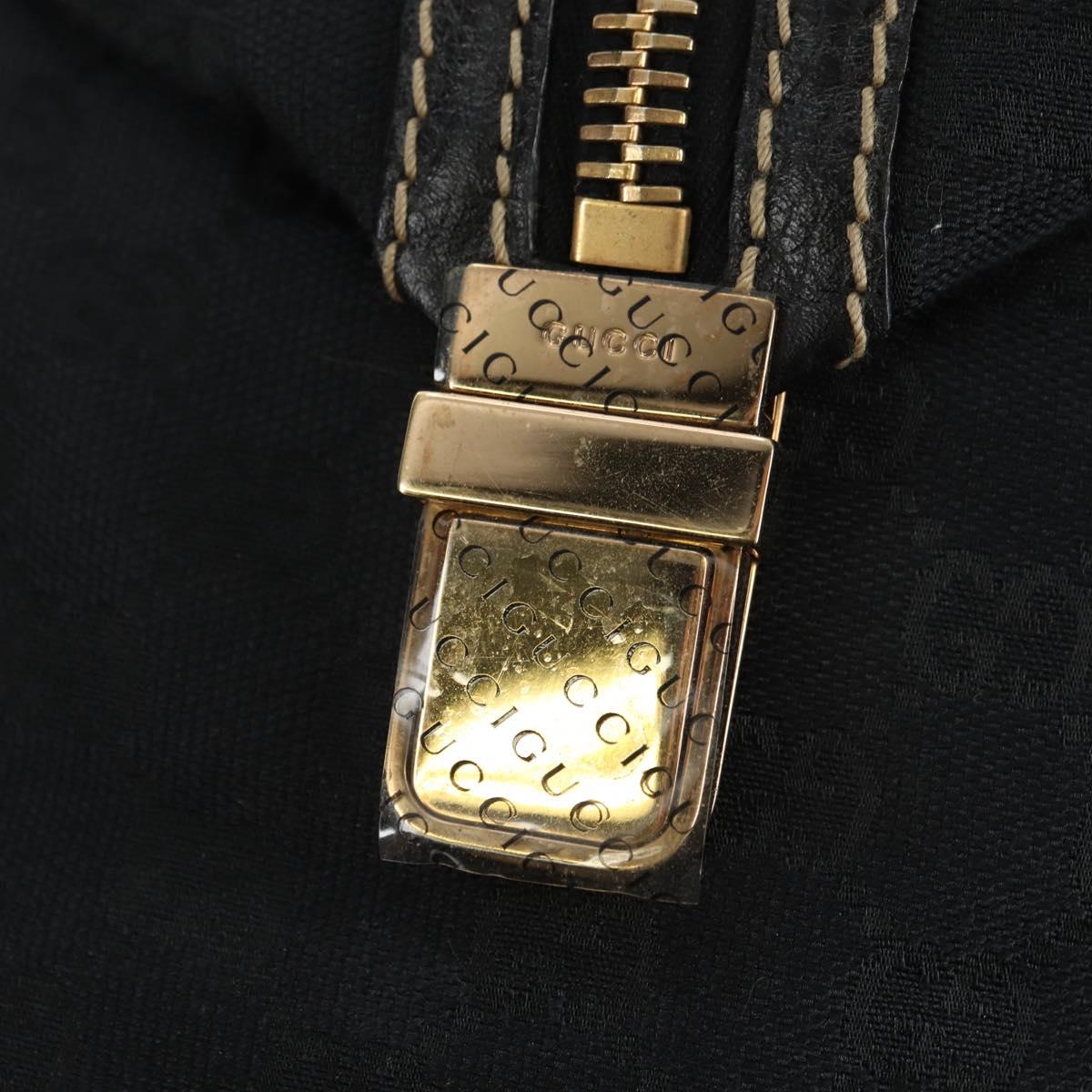 GUCCI GG Canvas Sherry Line Histeria Hand Bag Black Gold 186232 Auth 181412V