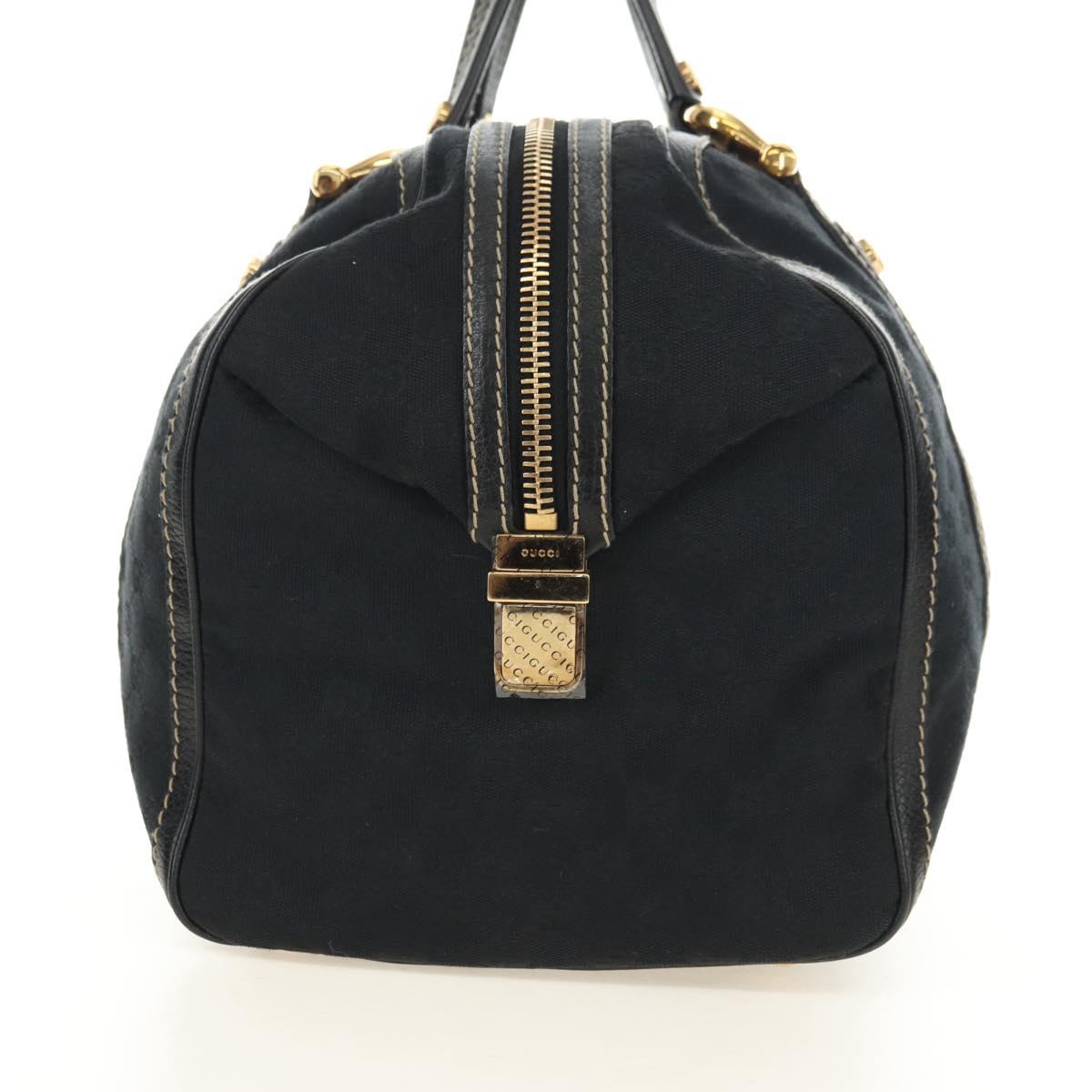 GUCCI GG Canvas Sherry Line Histeria Hand Bag Black Gold 186232 Auth 181412V