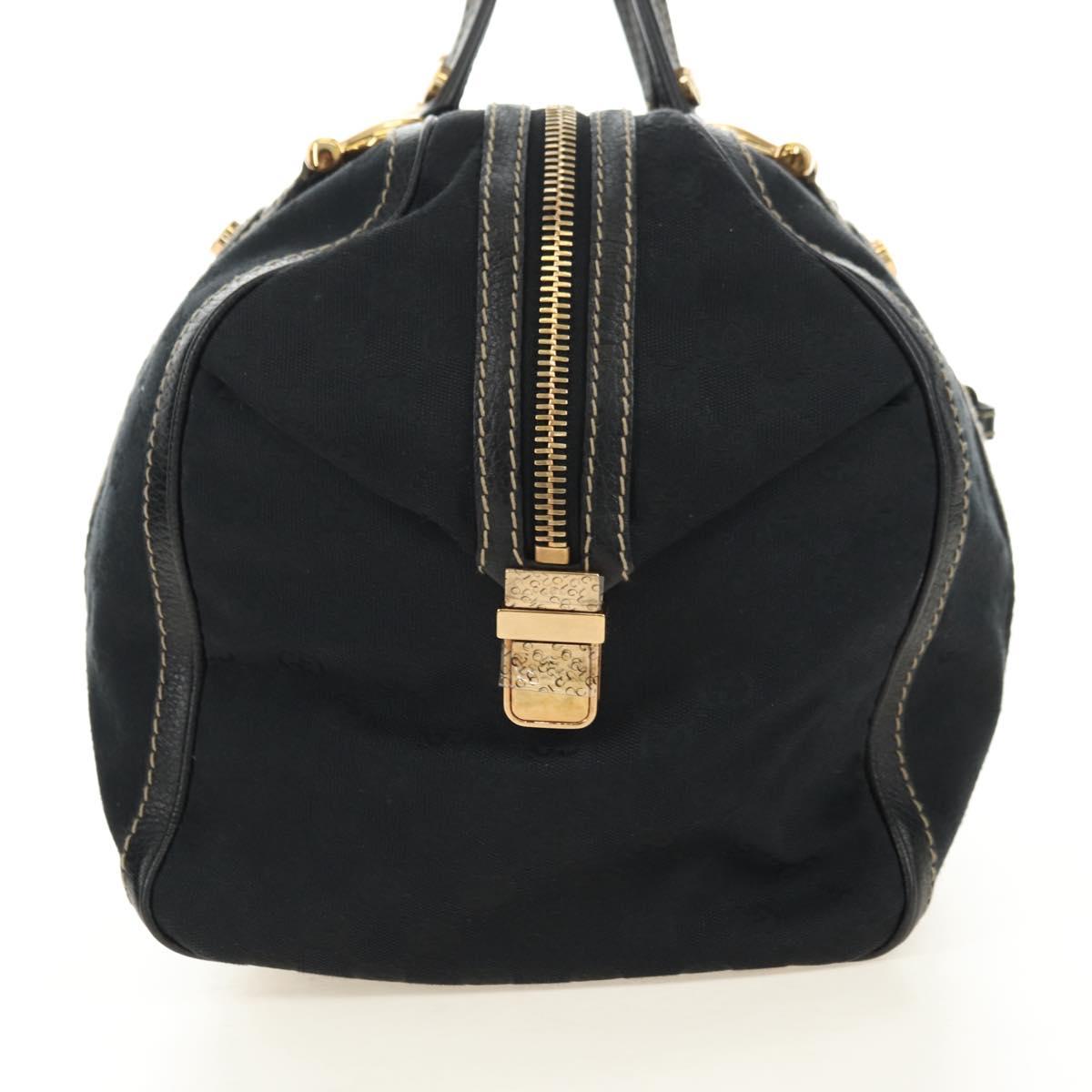 GUCCI GG Canvas Sherry Line Histeria Hand Bag Black Gold 186232 Auth 181412V