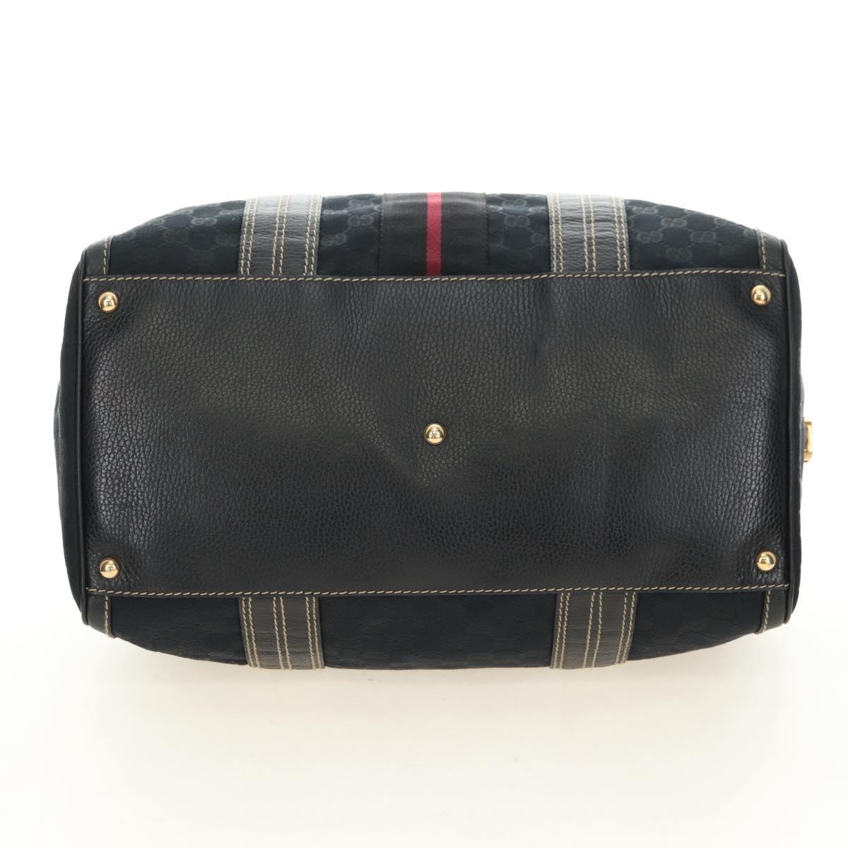 GUCCI GG Canvas Sherry Line Histeria Hand Bag Black Gold 186232 Auth 181412V