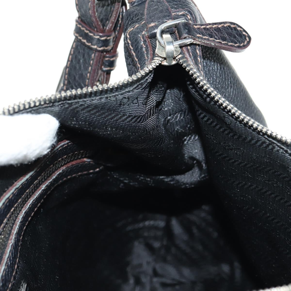 PRADA Shoulder Bag Leather Black Silver Auth 181414SAV