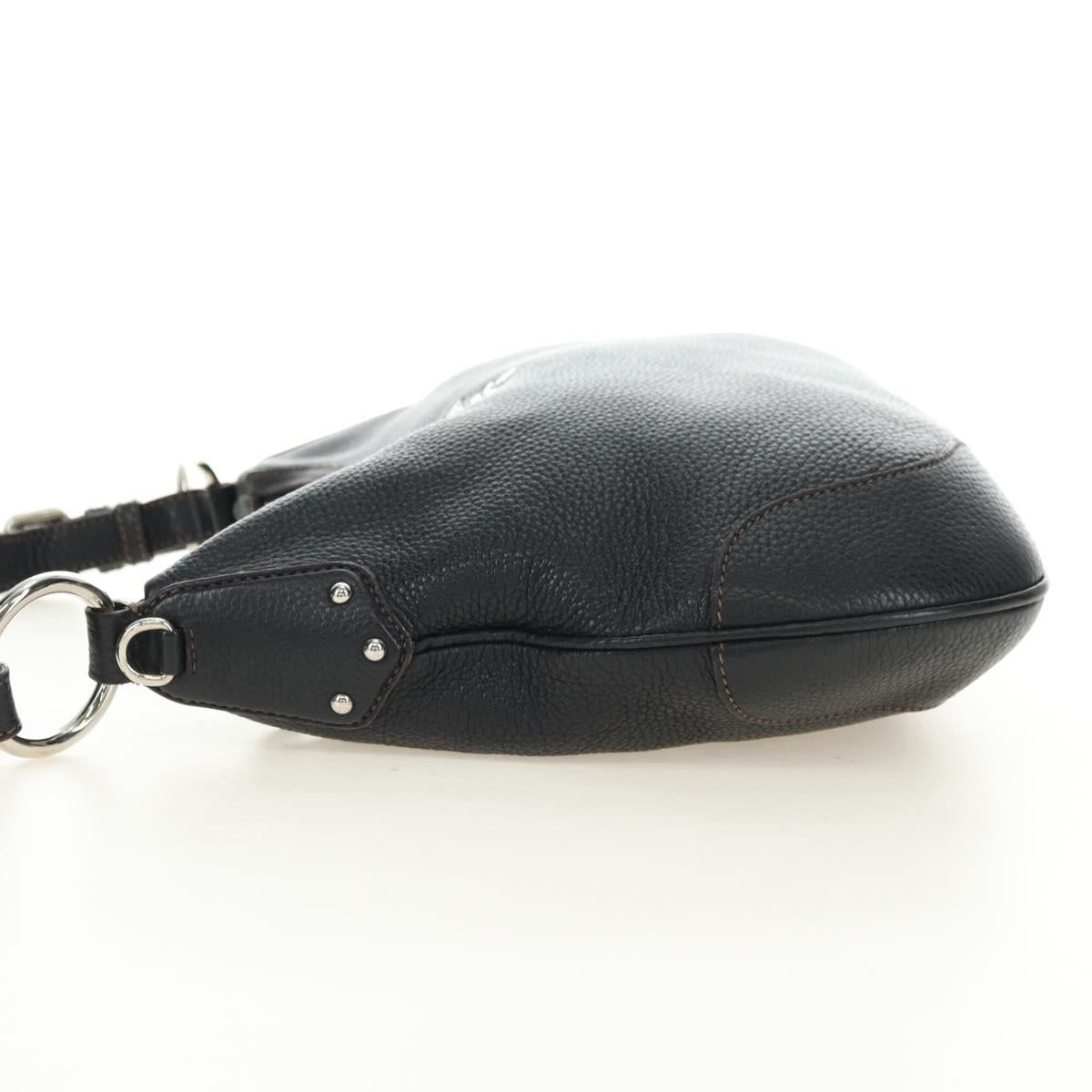 PRADA Shoulder Bag Leather Black Silver Auth 181414SAV