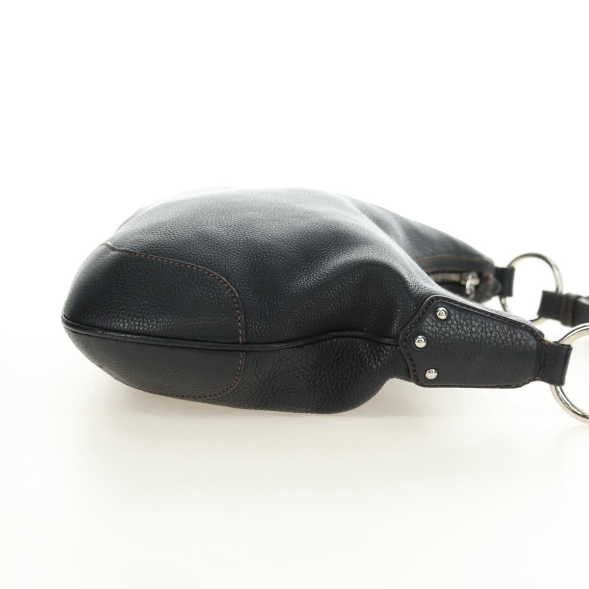 PRADA Shoulder Bag Leather Black Silver Auth 181414SAV