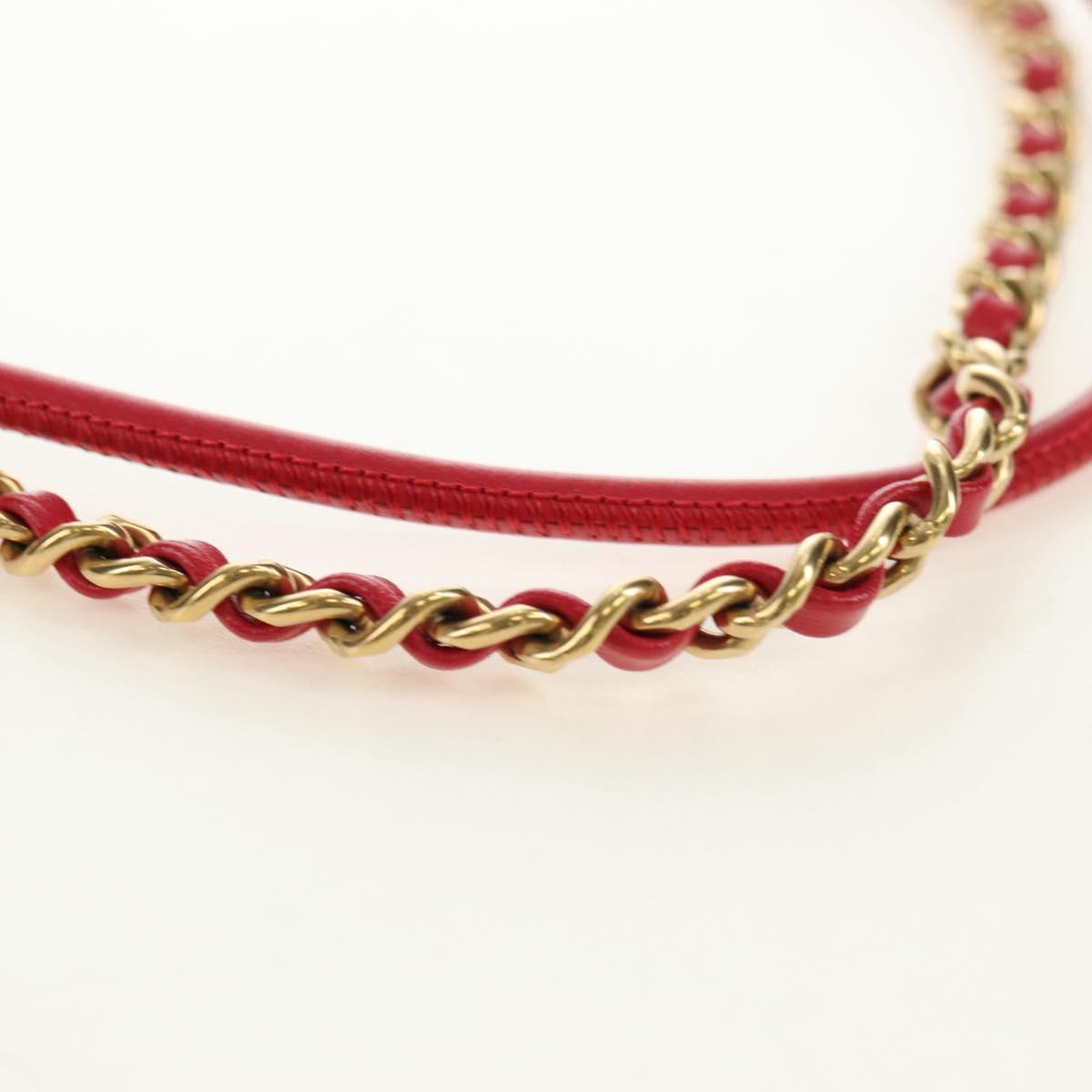CHANEL Chain Chanel 22 Mini Bag Lamb Skin 2way Red Gold CC Auth 181415SM