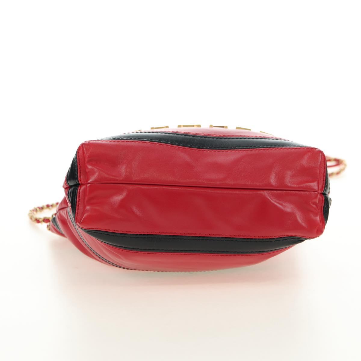 CHANEL Chain Chanel 22 Mini Bag Lamb Skin 2way Red Gold CC Auth 181415SM