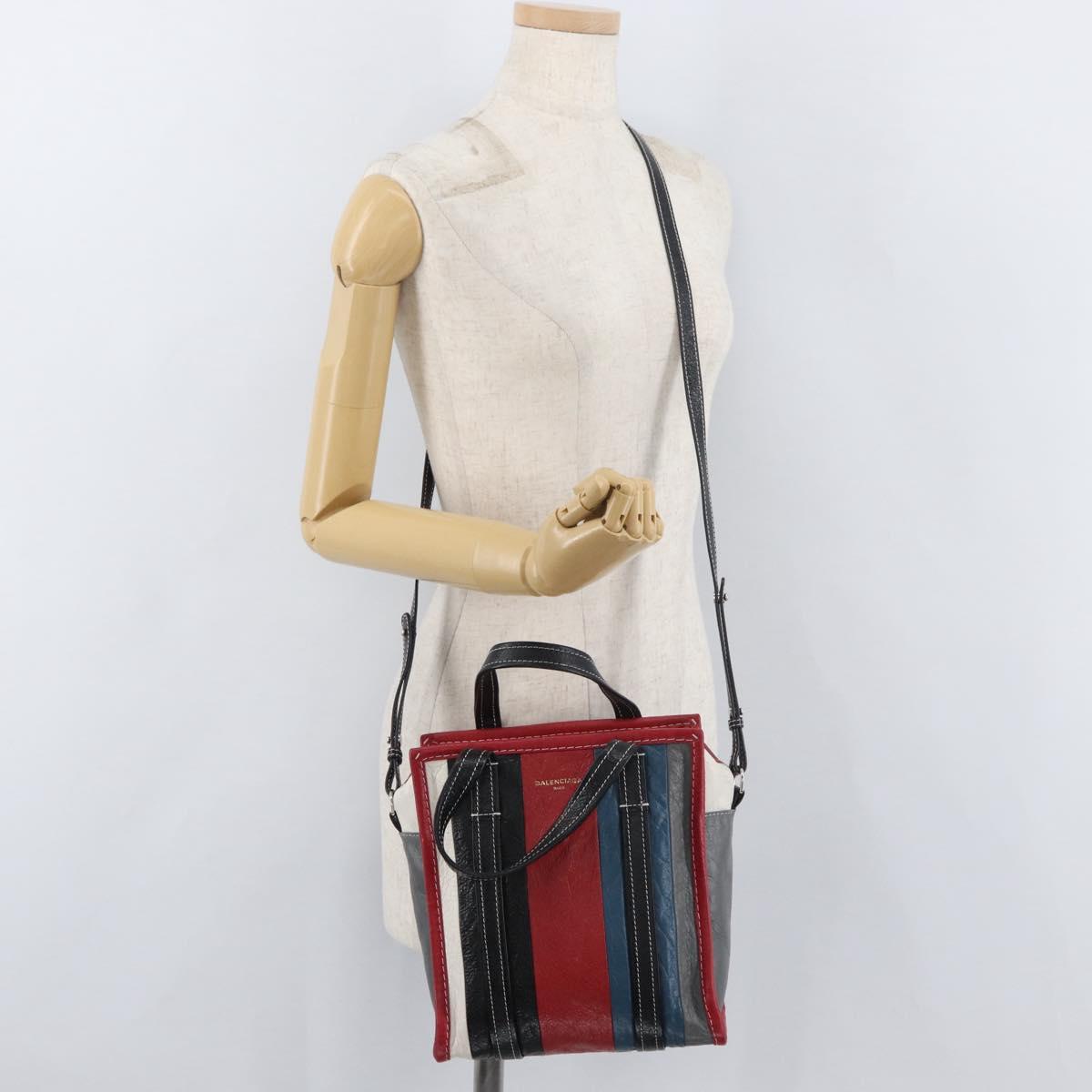 BALENCIAGA Bazaar Shopper XS Bag Leather 2way Multicolor 452458 Auth 181432A