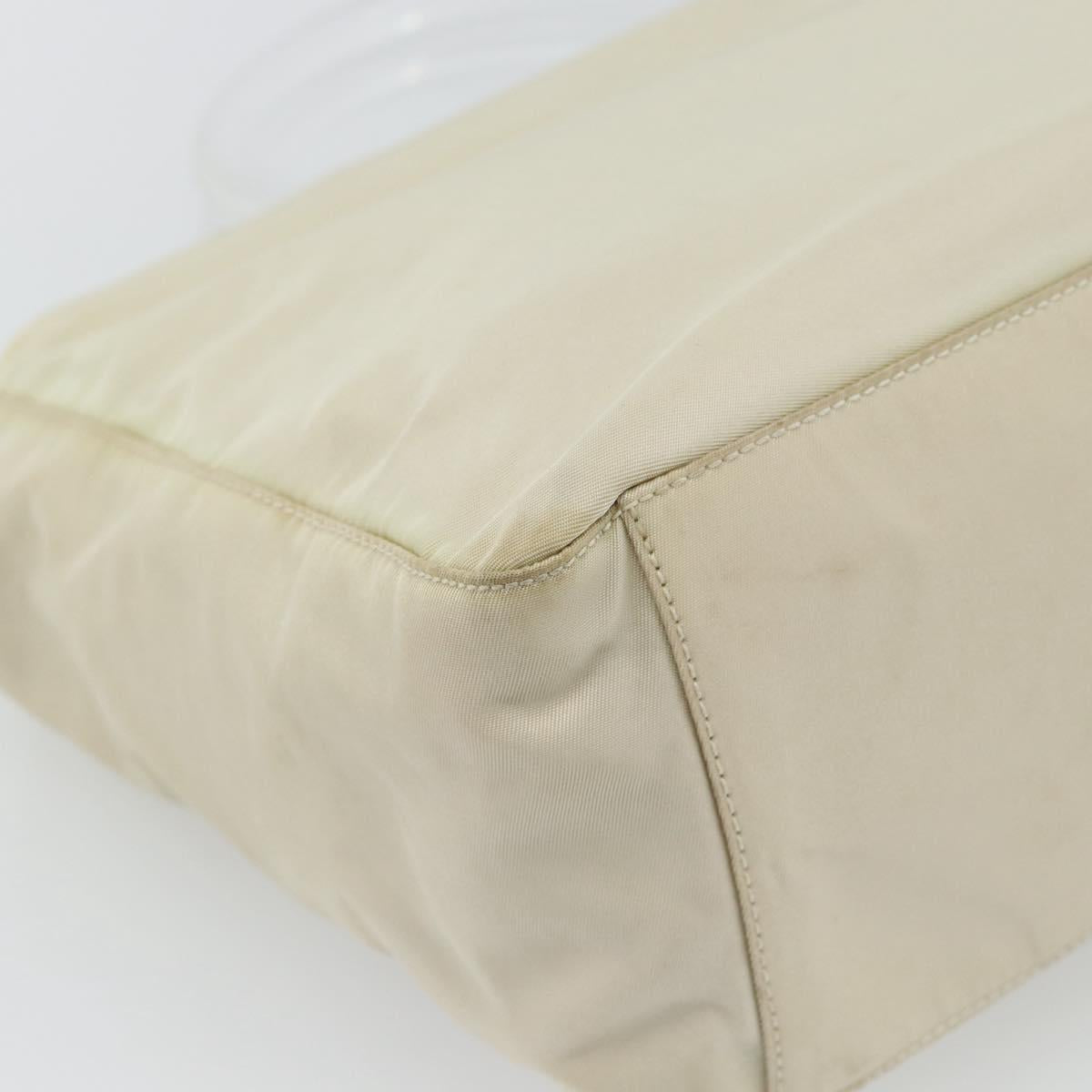 PRADA Hand Bag Nylon Ivory Silver Auth 181436