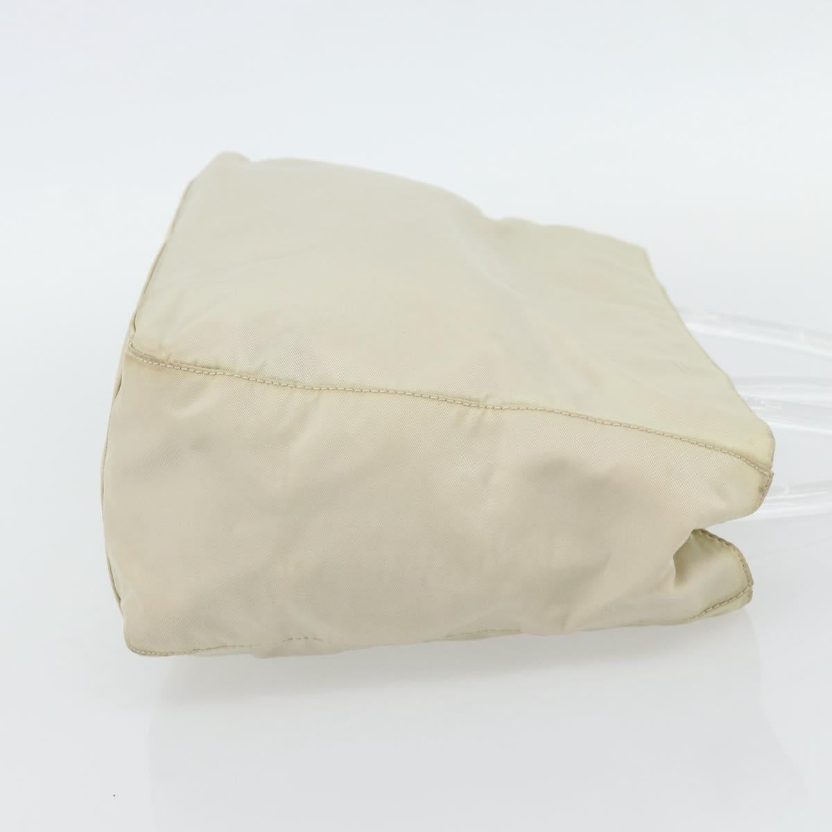 PRADA Hand Bag Nylon Ivory Silver Auth 181436