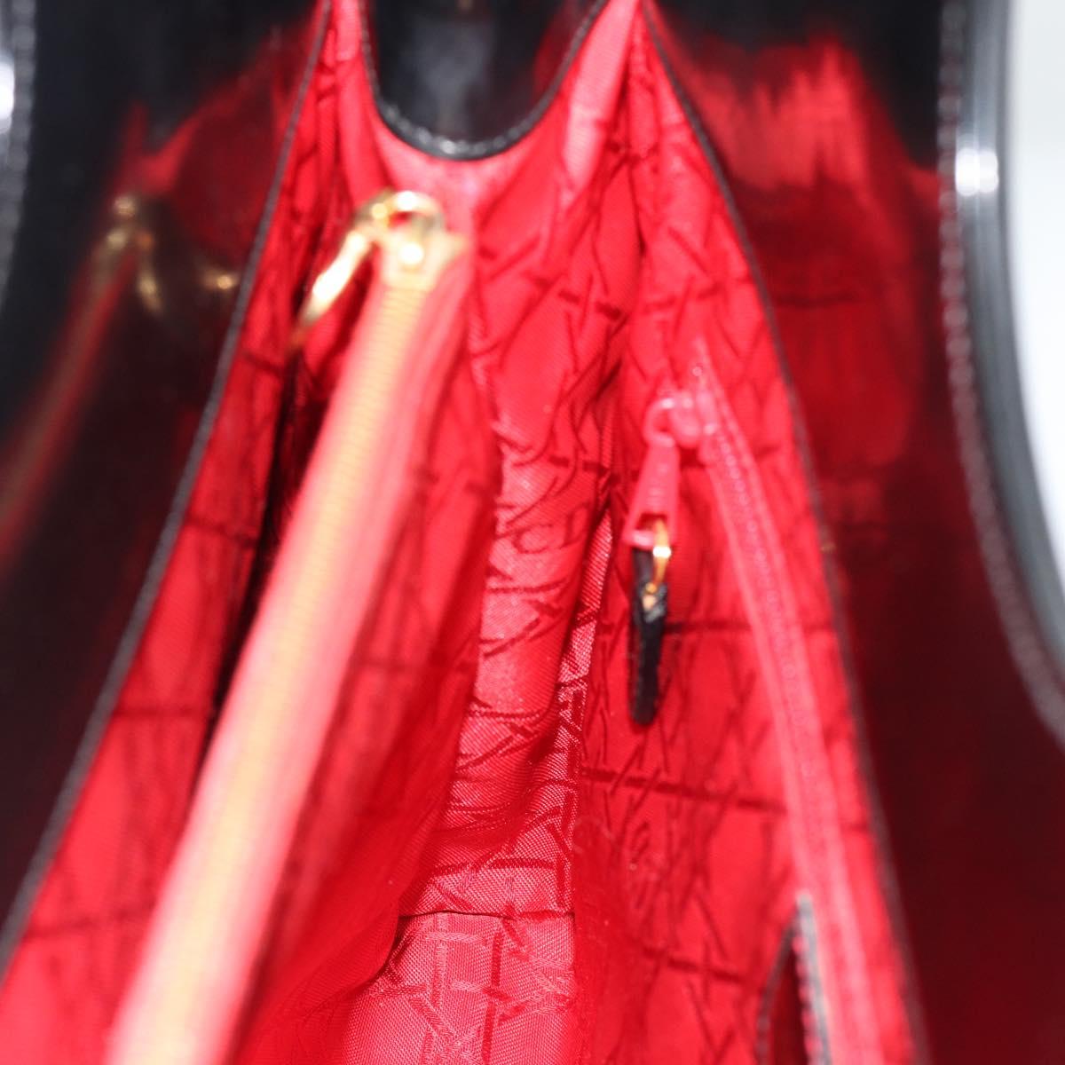 Christian Dior Hand Bag Patent leather Black Gold Auth 181437A