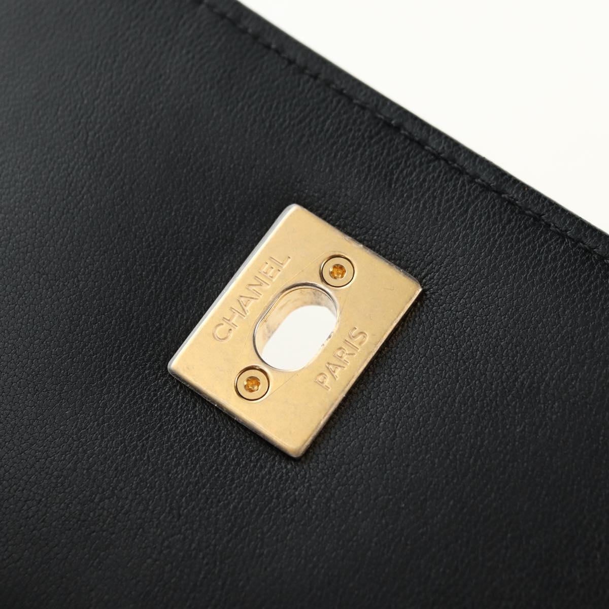 CHANEL Chain Matelasse Shoulder Bag Caviar Skin Black Gold CC Auth 181439SM