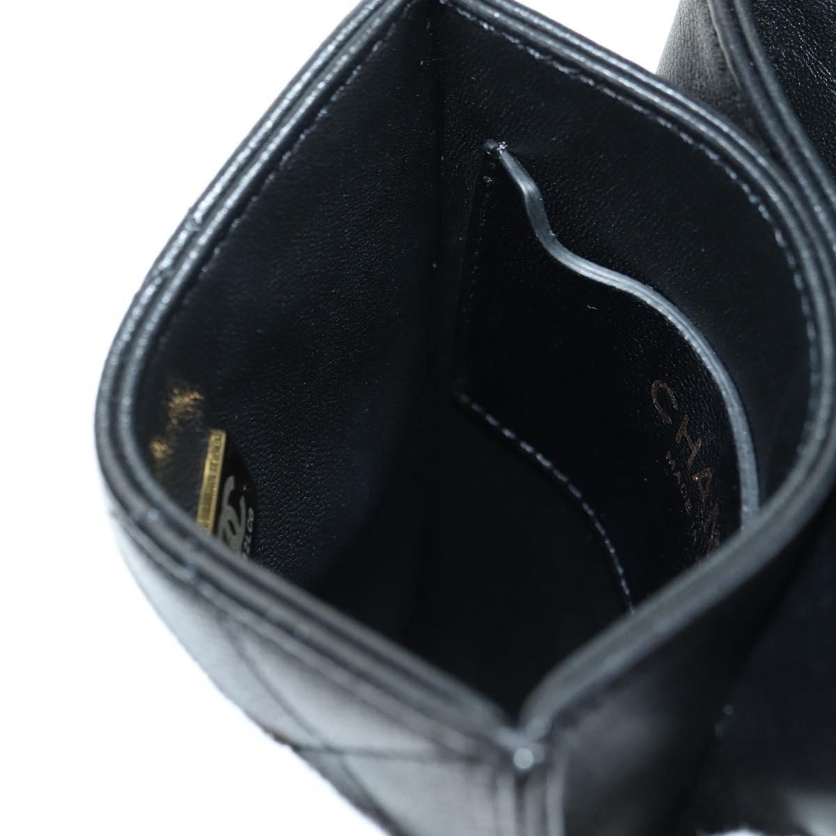 CHANEL Chain Matelasse Shoulder Bag Caviar Skin Black Gold CC Auth 181439SM
