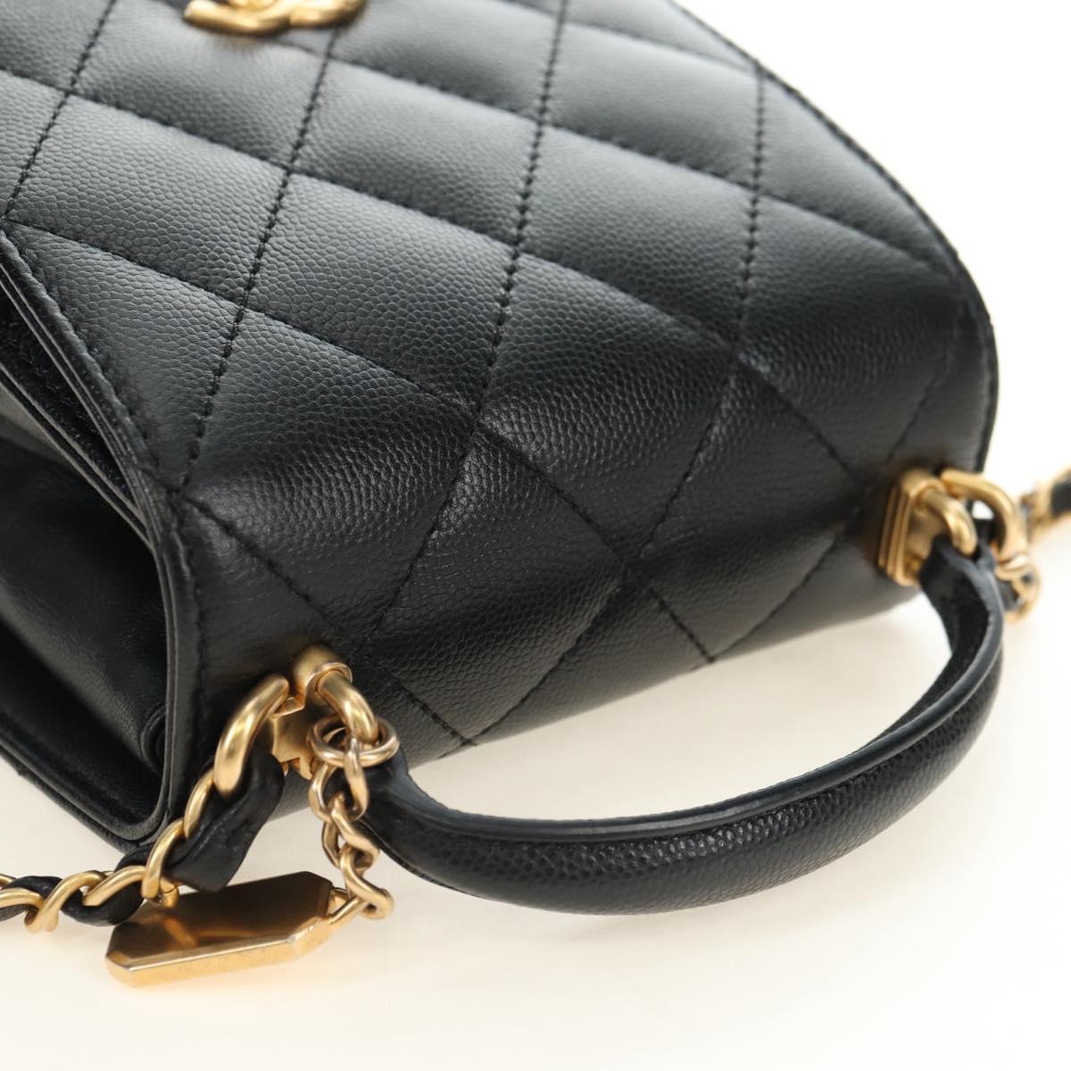 CHANEL Chain Matelasse Shoulder Bag Caviar Skin Black Gold CC Auth 181439SM