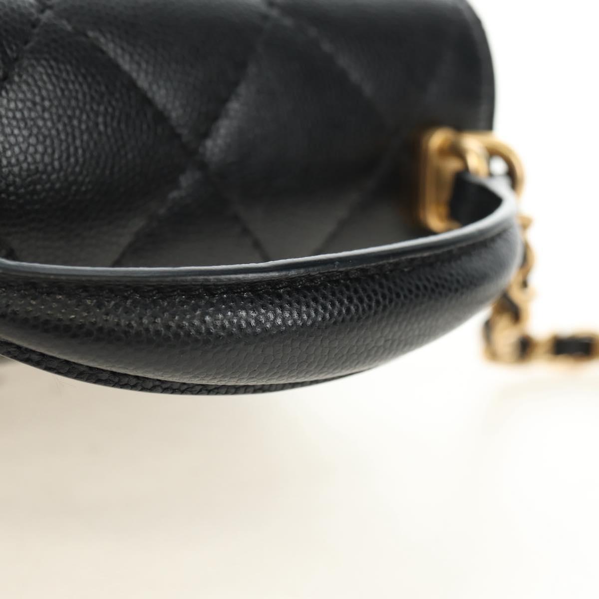 CHANEL Chain Matelasse Shoulder Bag Caviar Skin Black Gold CC Auth 181439SM