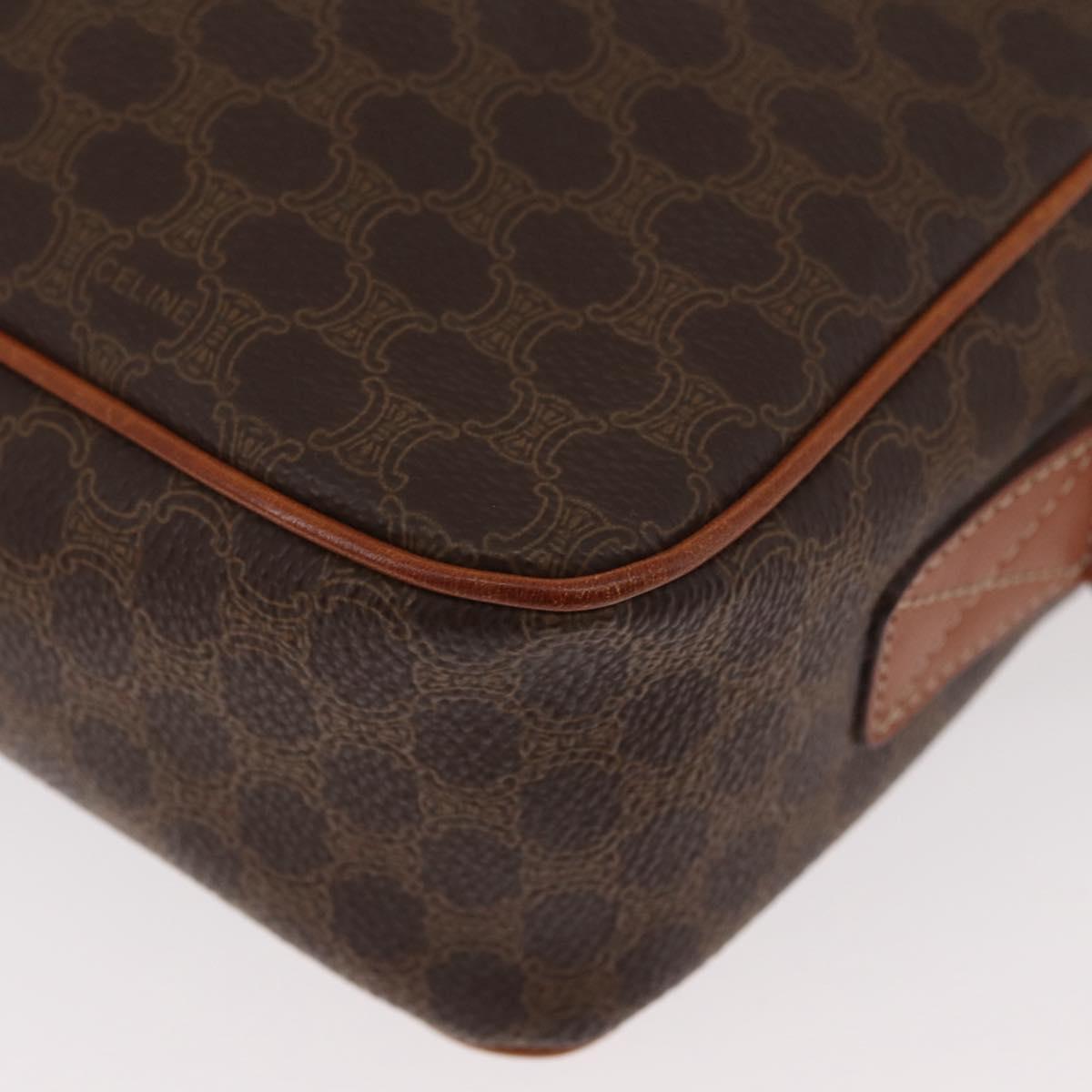 CELINE Macadam Canvas Circle Shoulder Bag PVC Leather Brown Gold Auth 181441A