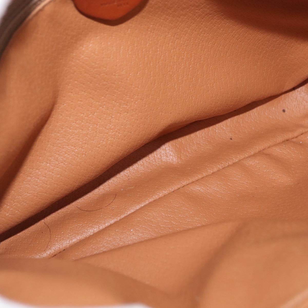 CELINE Macadam Canvas Circle Shoulder Bag PVC Leather Brown Gold Auth 181441A