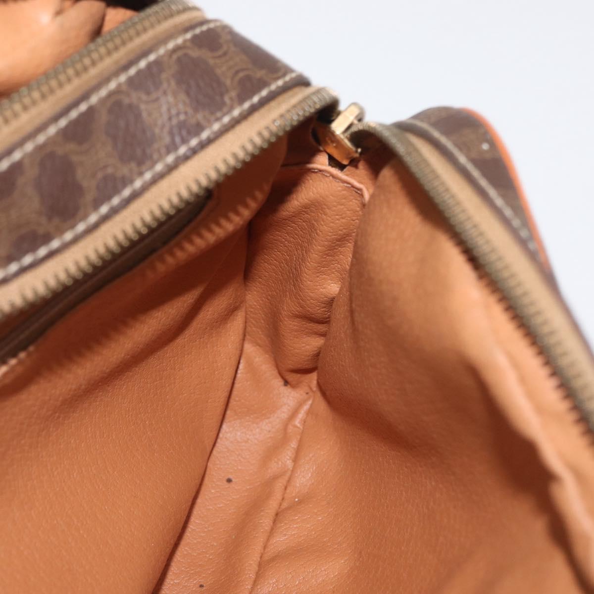 CELINE Macadam Canvas Circle Shoulder Bag PVC Leather Brown Gold Auth 181441A