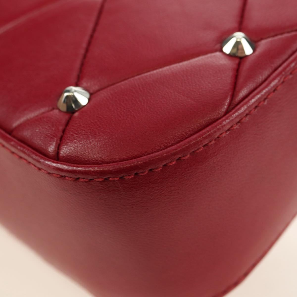 Miu Miu Chain Shoulder Bag Leather Red Silver Auth 181448SAM