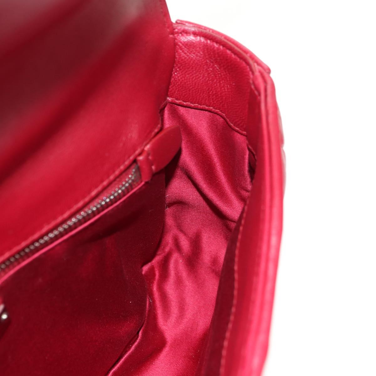 Miu Miu Chain Shoulder Bag Leather Red Silver Auth 181448SAM