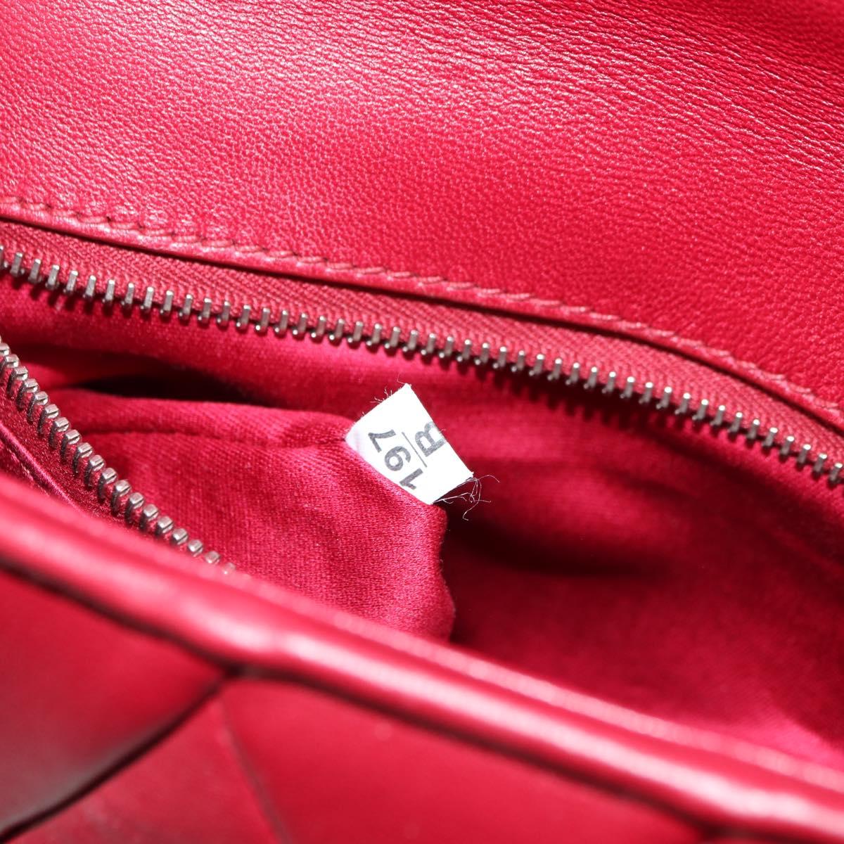 Miu Miu Chain Shoulder Bag Leather Red Silver Auth 181448SAM