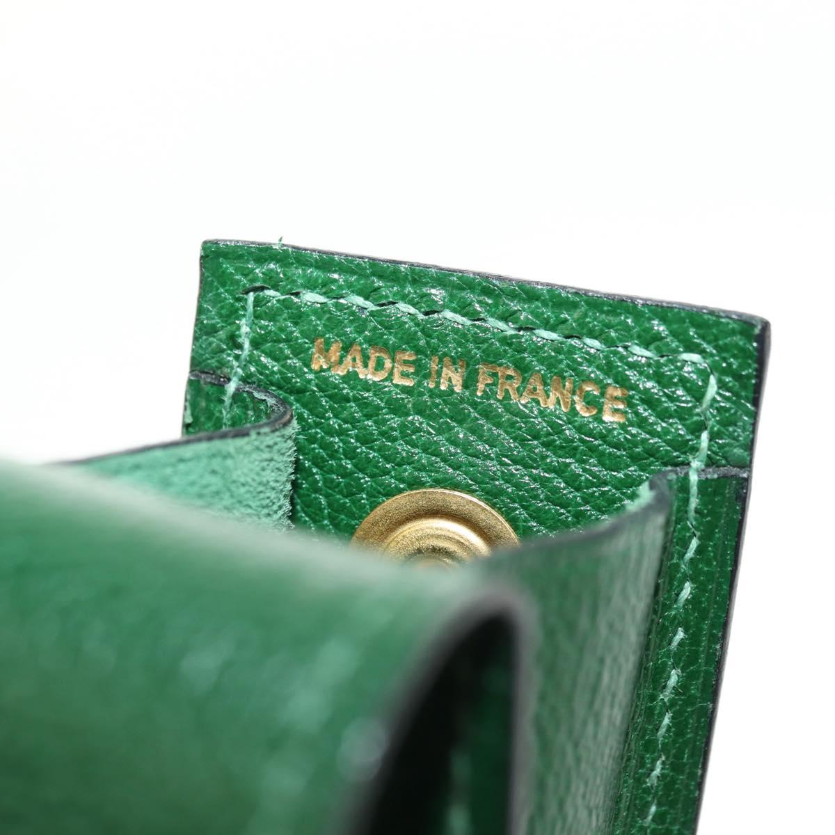 HERMES Lip Case Pouch Leather Green Auth 181451V