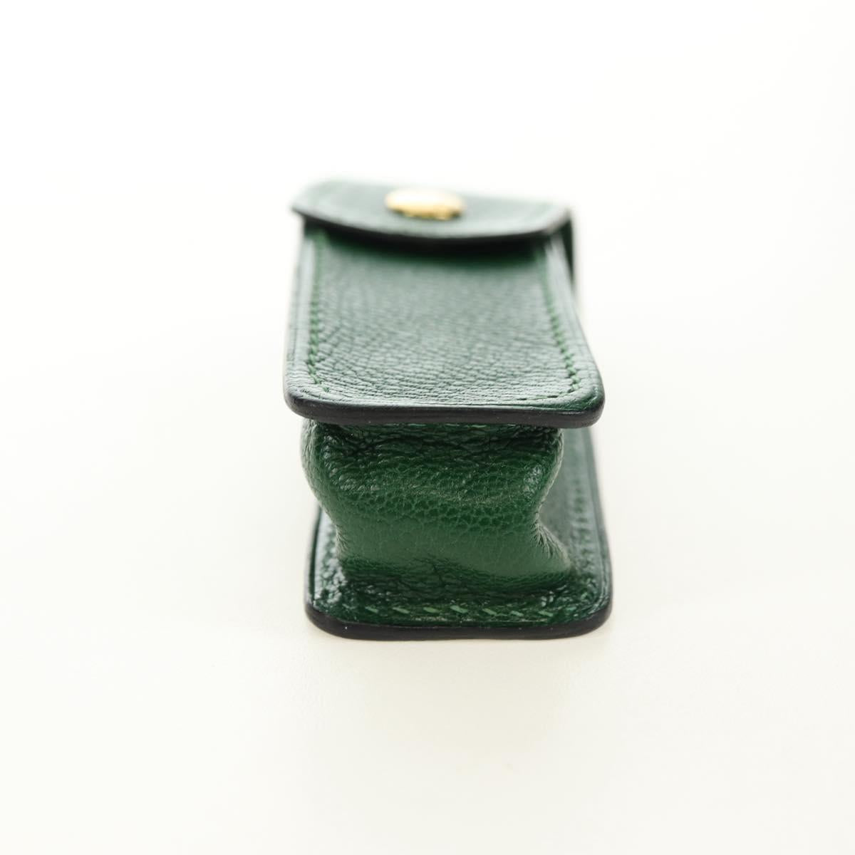 HERMES Lip Case Pouch Leather Green Auth 181451V