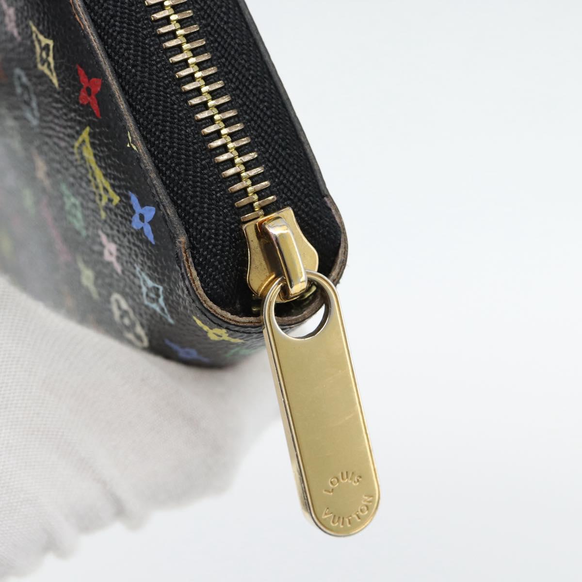 LOUIS VUITTON Monogram Multicolor Zippy Wallet Long Black M60243 LV Auth 181458V