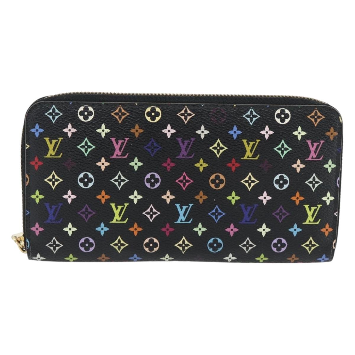 LOUIS VUITTON Monogram Multicolor Zippy Wallet Long Black M60243 LV Auth 181458V