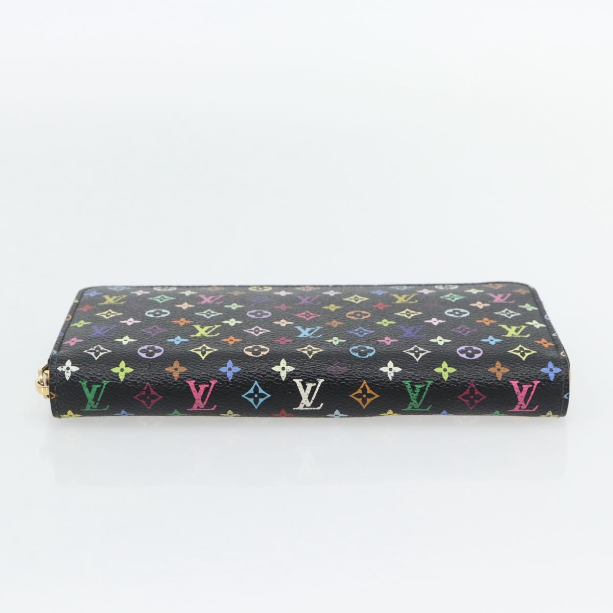 LOUIS VUITTON Monogram Multicolor Zippy Wallet Long Black M60243 LV Auth 181458V