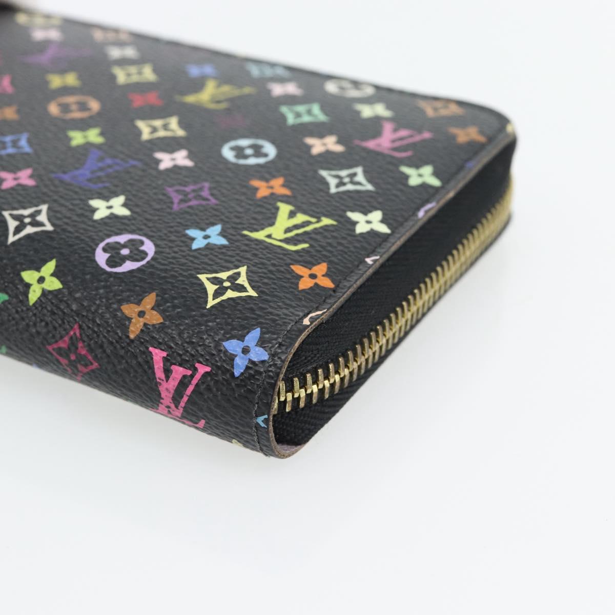 LOUIS VUITTON Monogram Multicolor Zippy Wallet Long Black M60243 LV Auth 181458V
