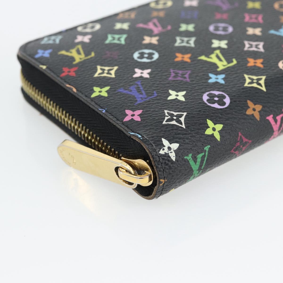 LOUIS VUITTON Monogram Multicolor Zippy Wallet Long Black M60243 LV Auth 181458V
