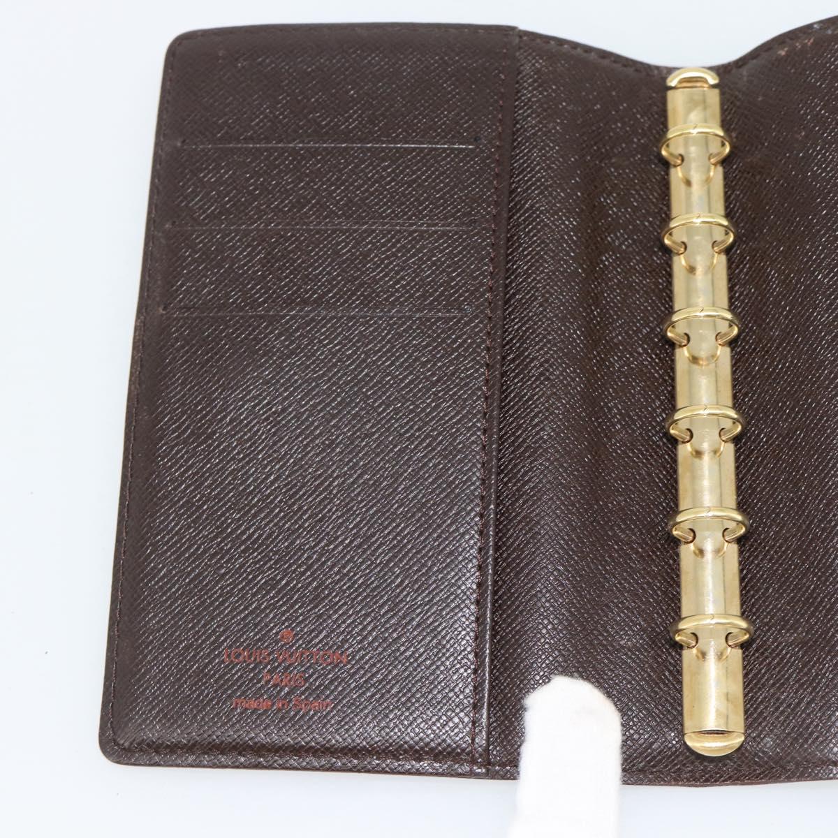 LOUIS VUITTON Damier Ebene Agenda PM Day Planner Cover R20700 LV Auth 181460