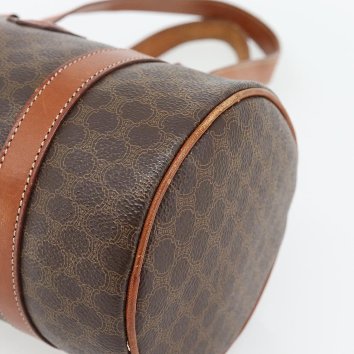CELINE Macadam Canvas Hand Bag PVC Leather Brown Gold Auth 181466A