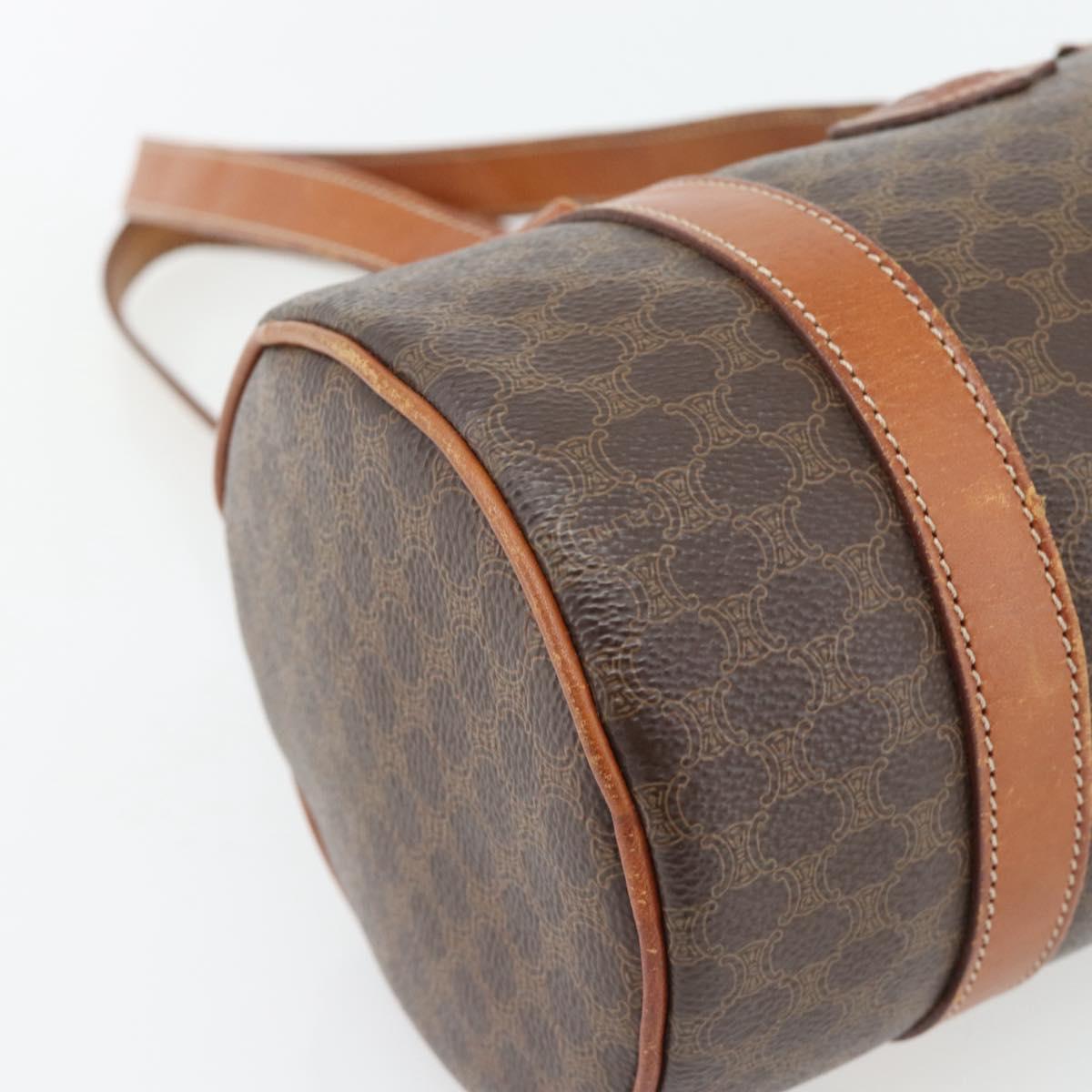 CELINE Macadam Canvas Hand Bag PVC Leather Brown Gold Auth 181466A