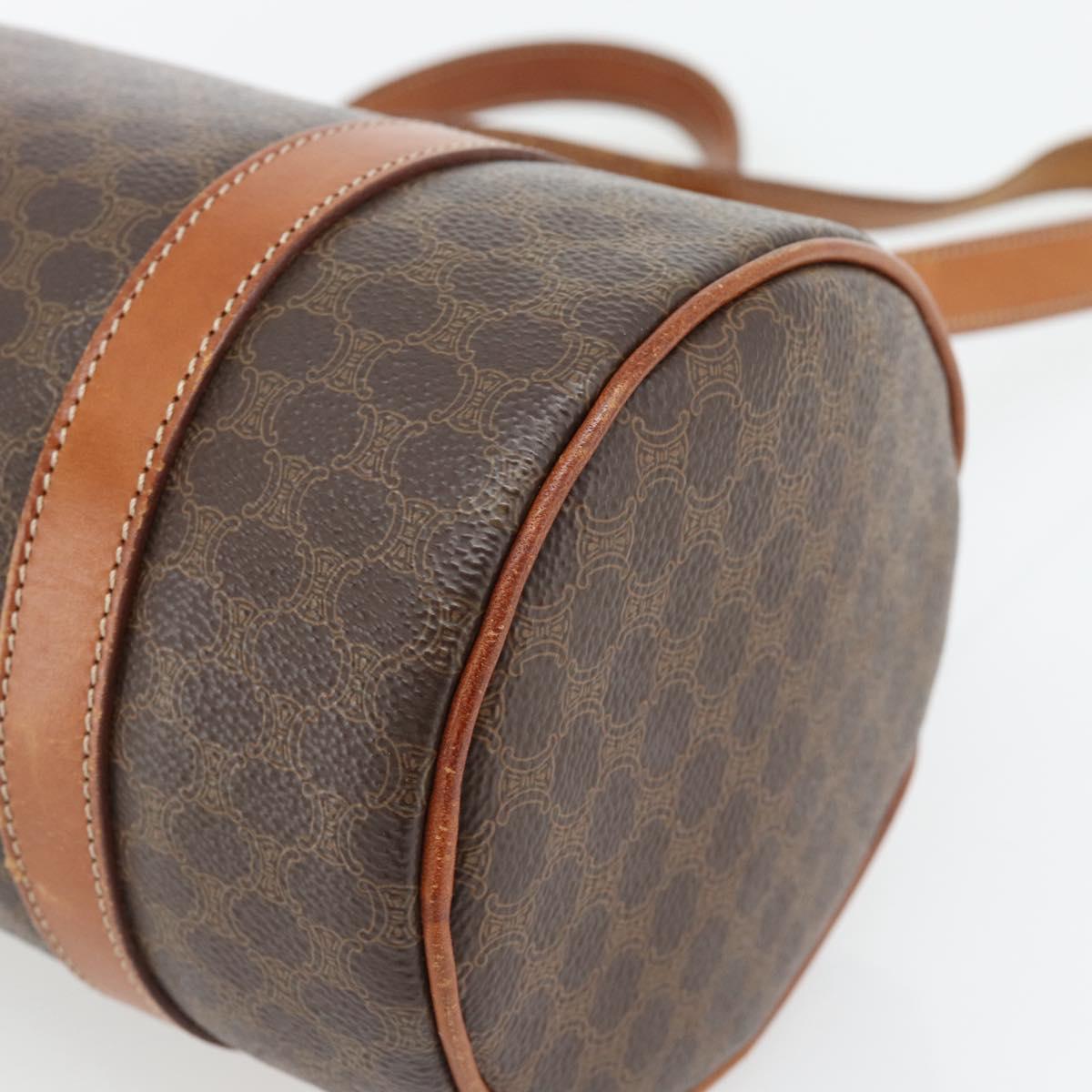 CELINE Macadam Canvas Hand Bag PVC Leather Brown Gold Auth 181466A
